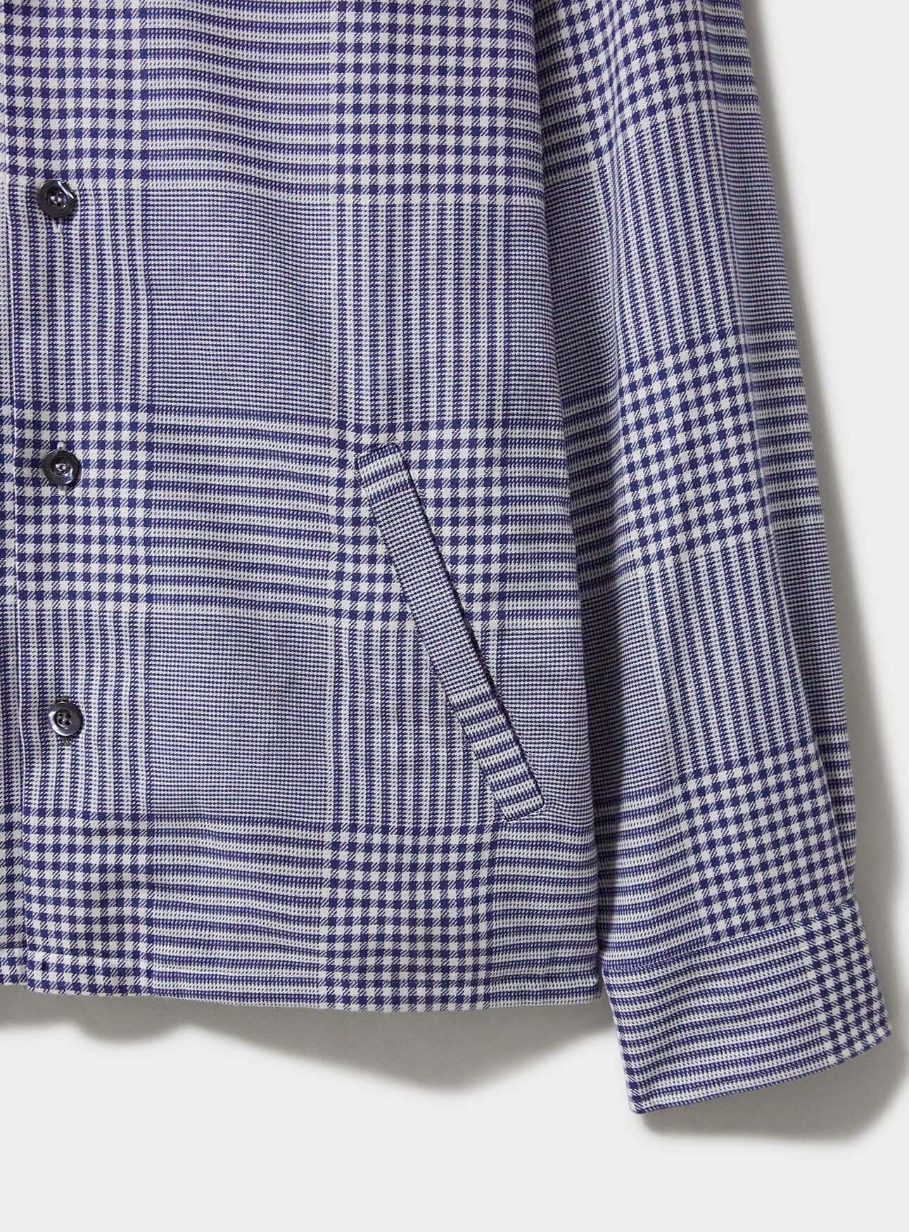 100% Recycled Cotton Navy Prince of Wales Neem St James Overshirt - Image 3