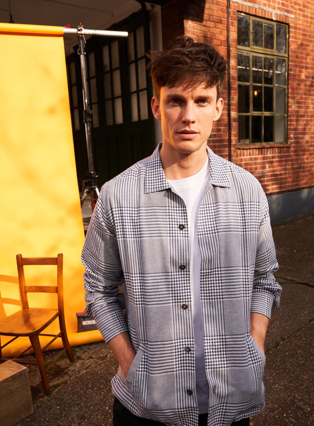 100% Recycled Cotton Navy Prince of Wales Neem St James Overshirt - Image 4