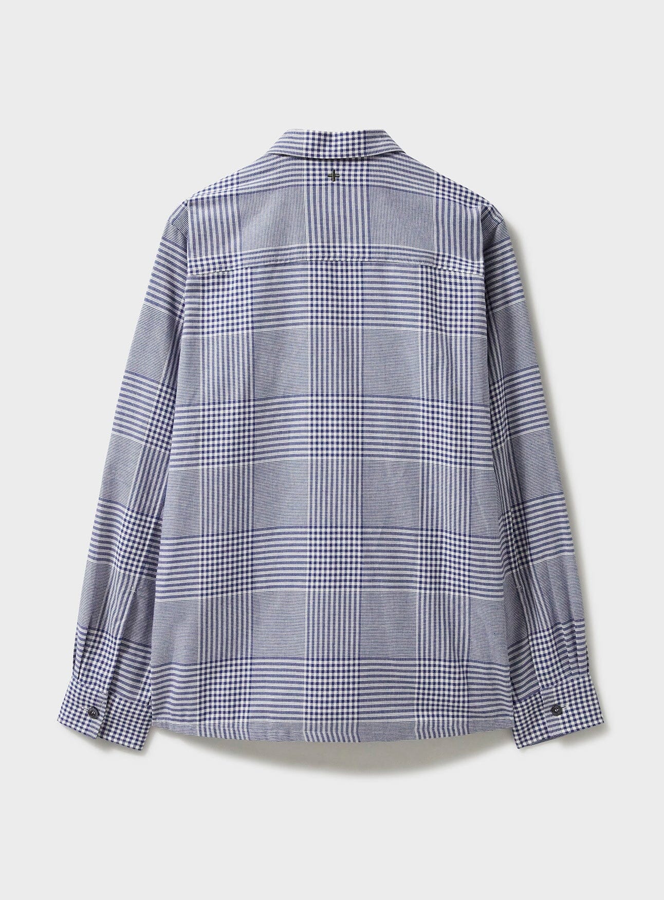 100% Recycled Cotton Navy Prince of Wales Neem St James Overshirt - Image 5
