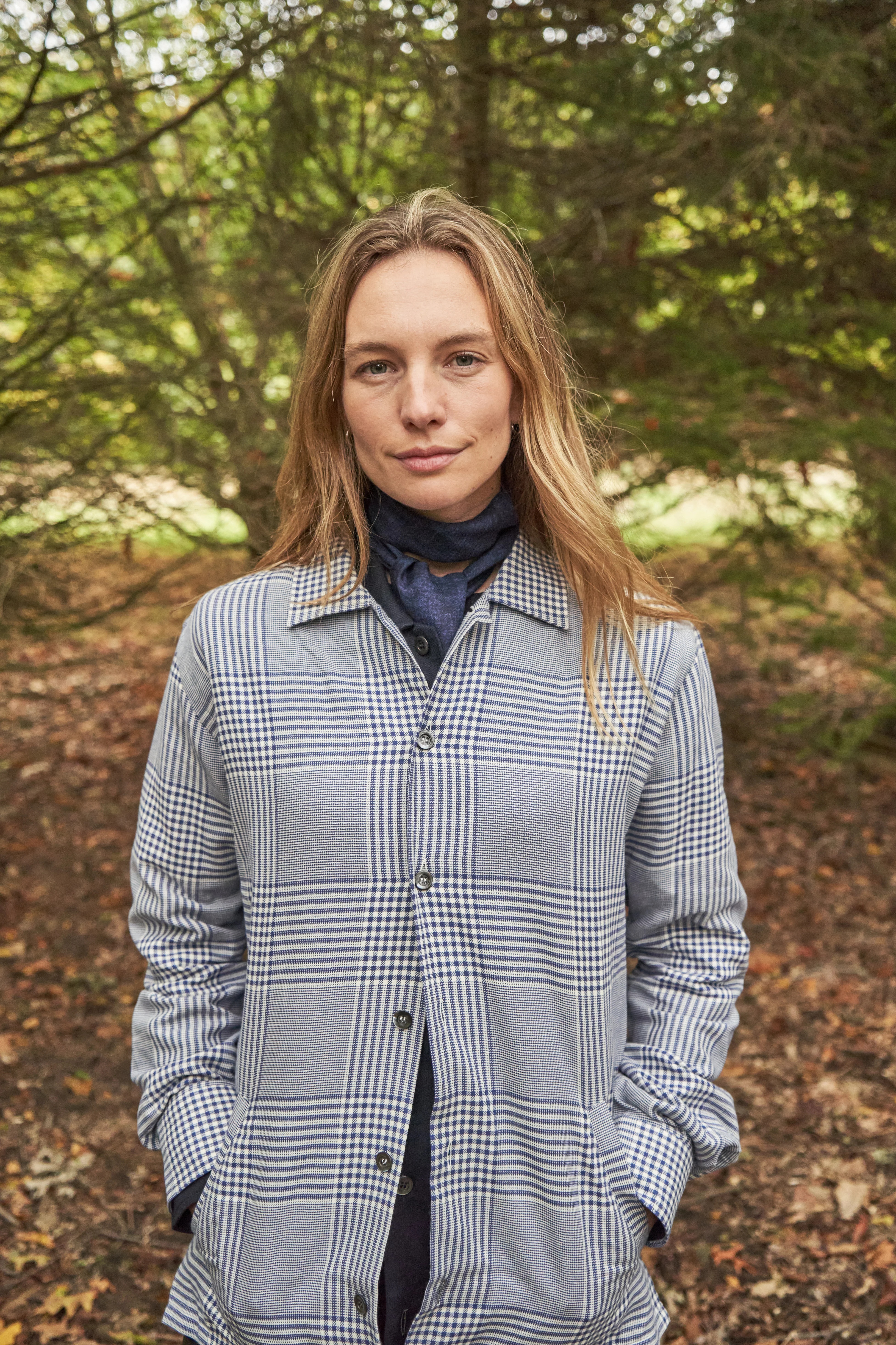 100% Recycled Cotton Navy Prince of Wales Neem St James Overshirt - Image 7