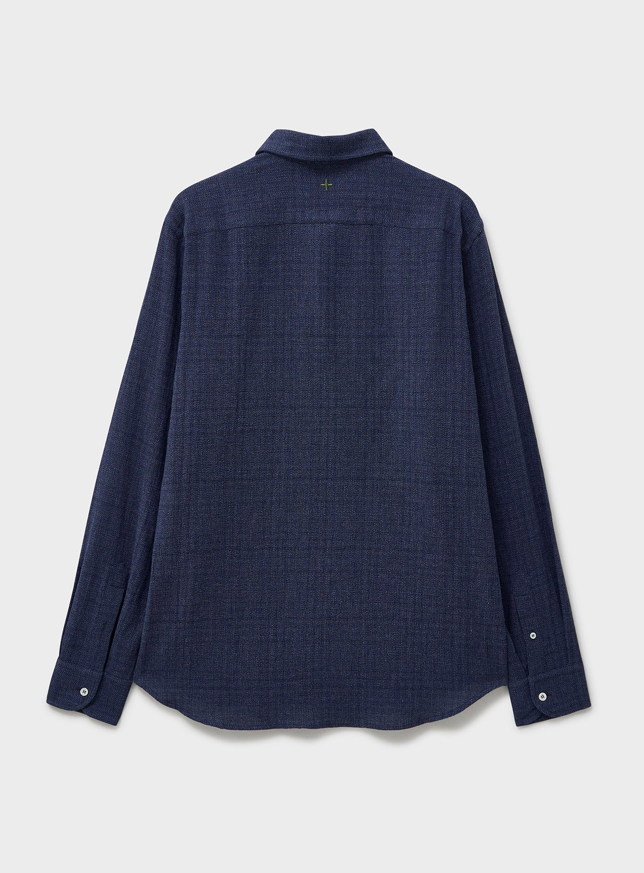 Recycled Basket Weave Navy Cut Away Popover Shirt - Image 3