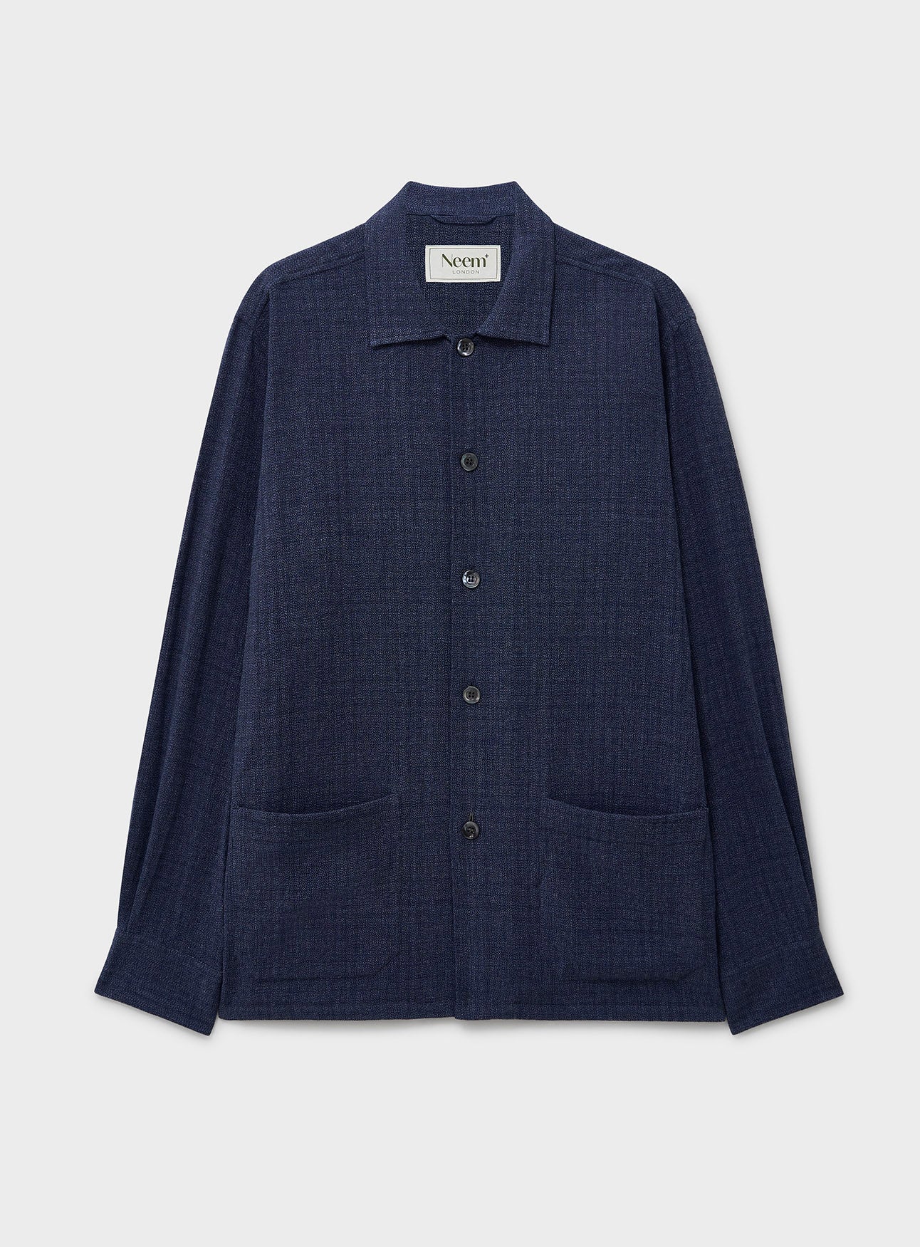 Recycled Cotton Basket Weave Navy Resort Overshirt - Image 2