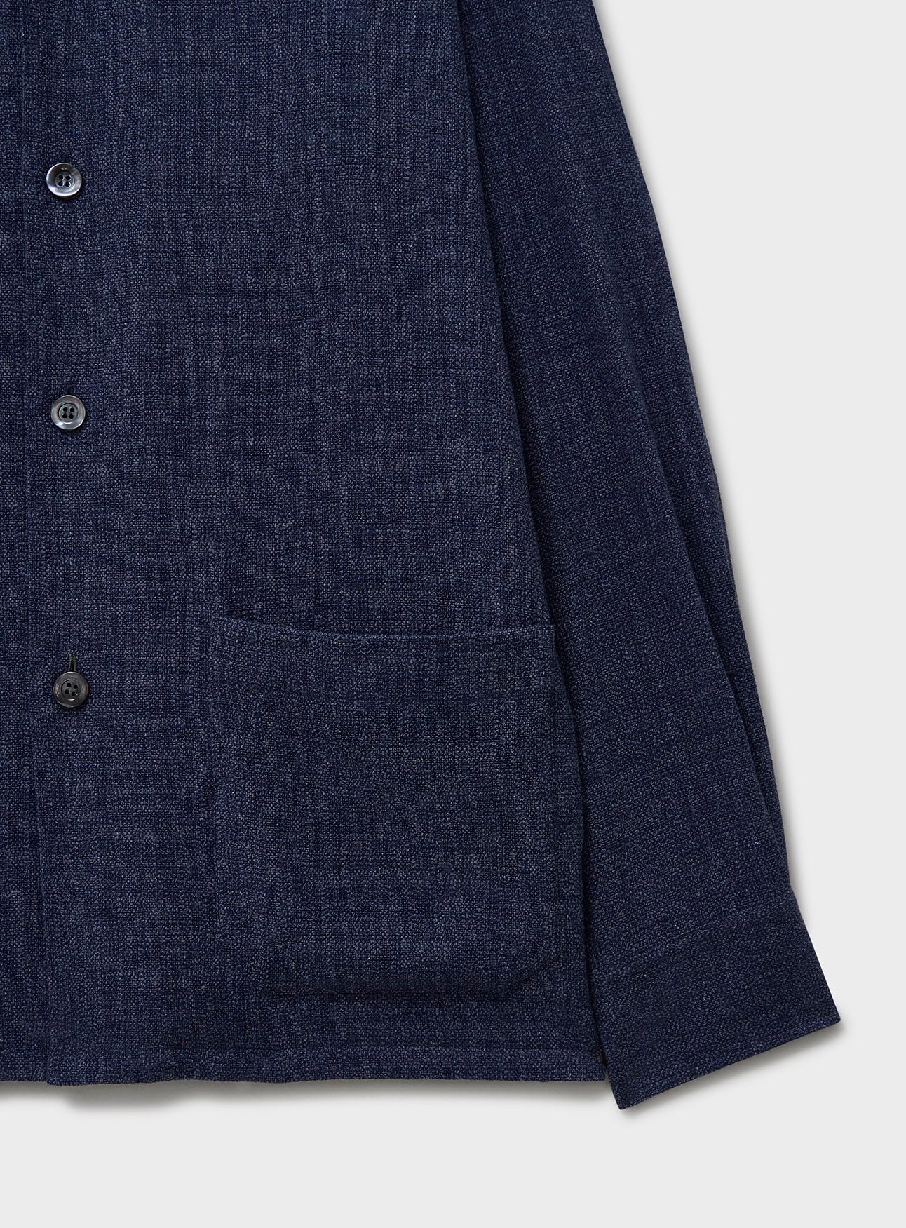 Recycled Cotton Basket Weave Navy Resort Overshirt - Image 3