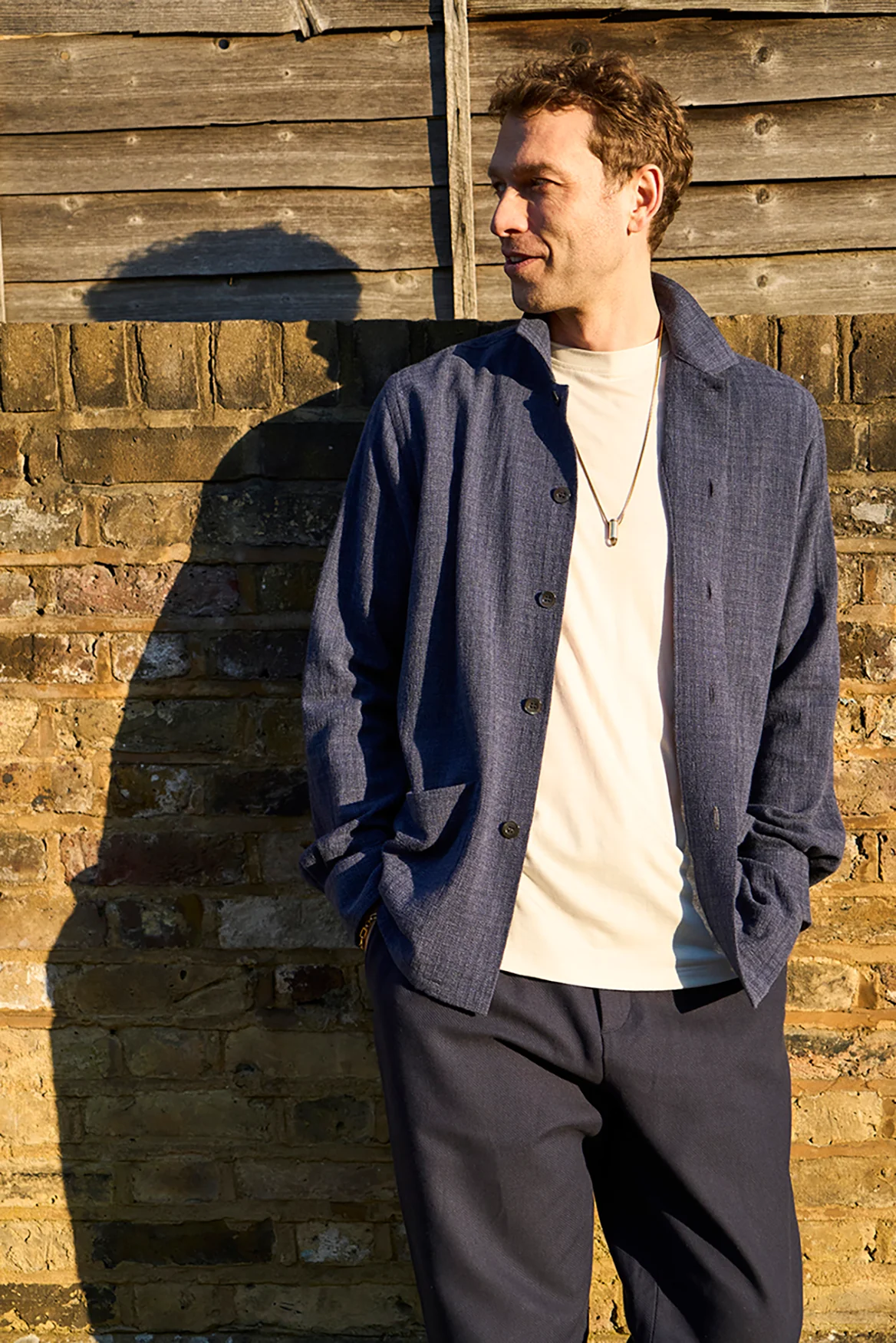 Recycled Cotton Basket Weave Navy Resort Overshirt - Image 6