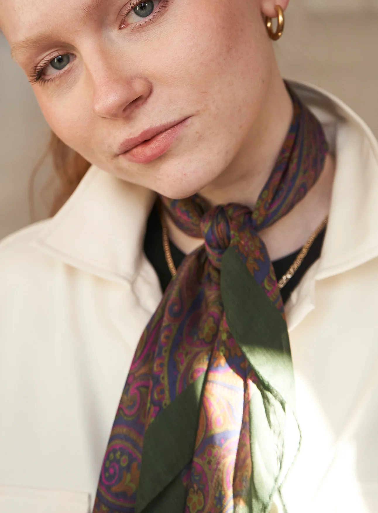 Italian Tencel British Racing Green Neck Scarf - Image 5
