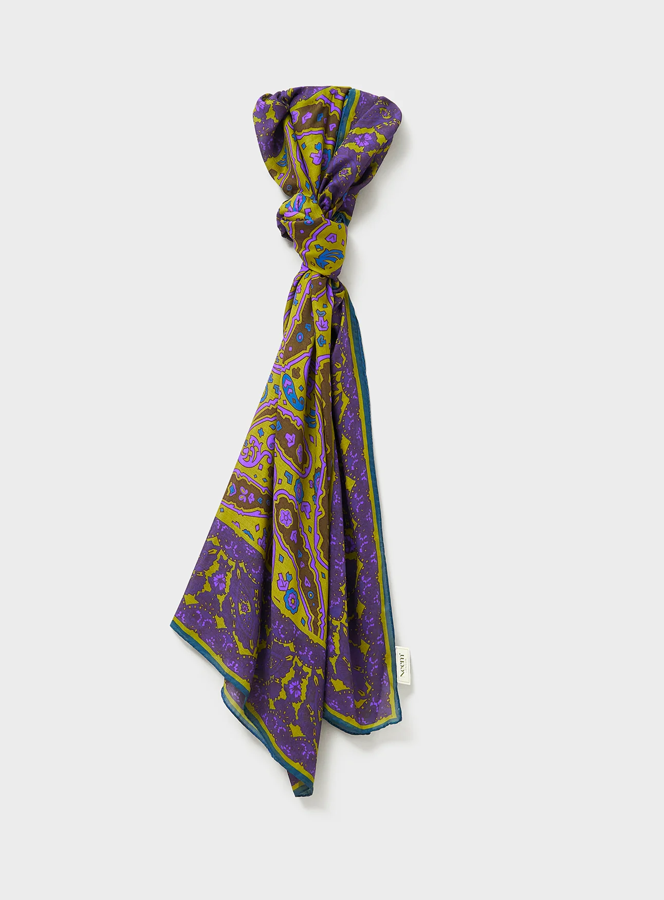 Italian Tencel Purple and Gold Paisley Flamboyant Scarf - Image 5
