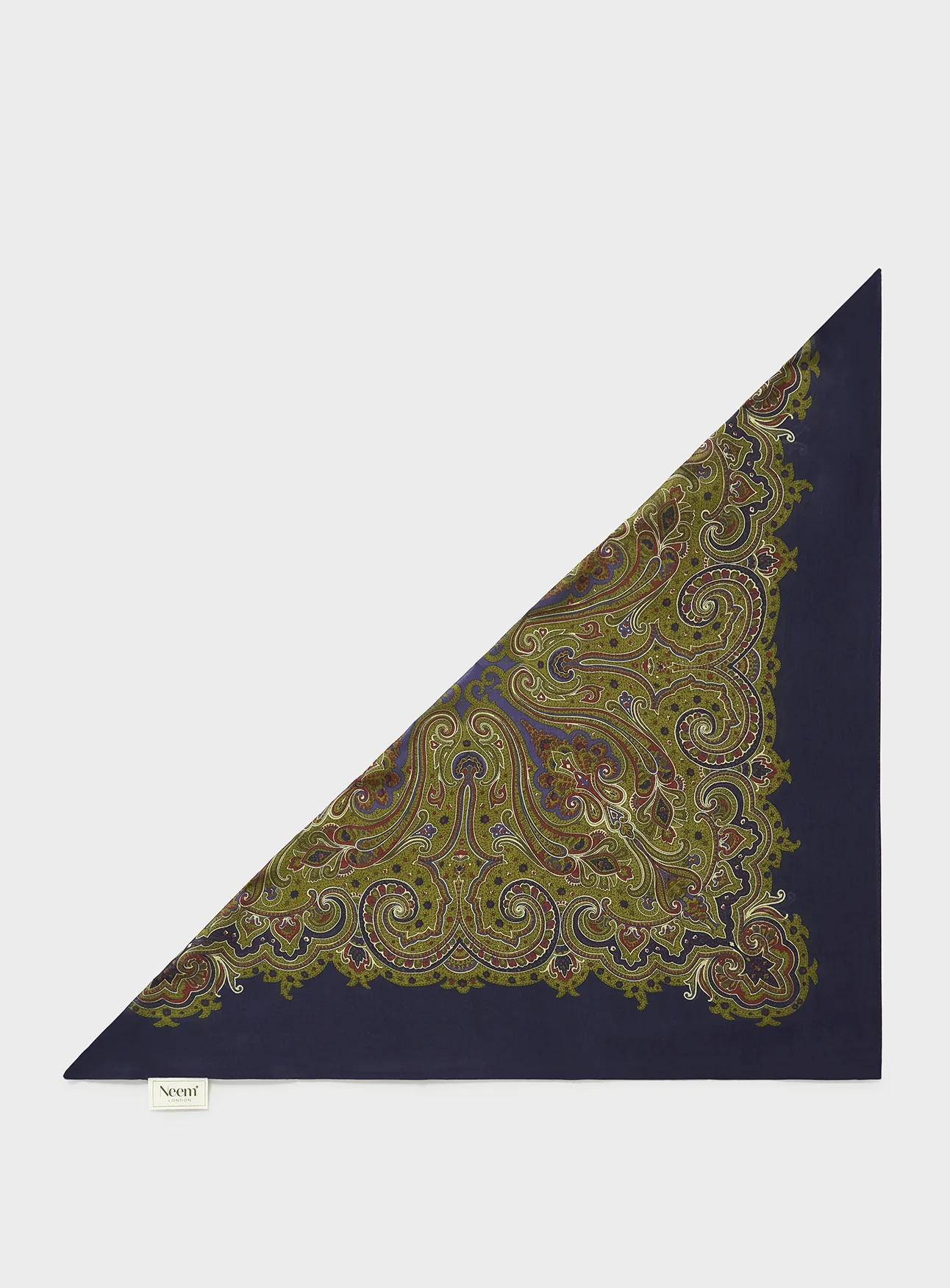 Italian Tencel Navy Paisley Neck Scarf - Image 3