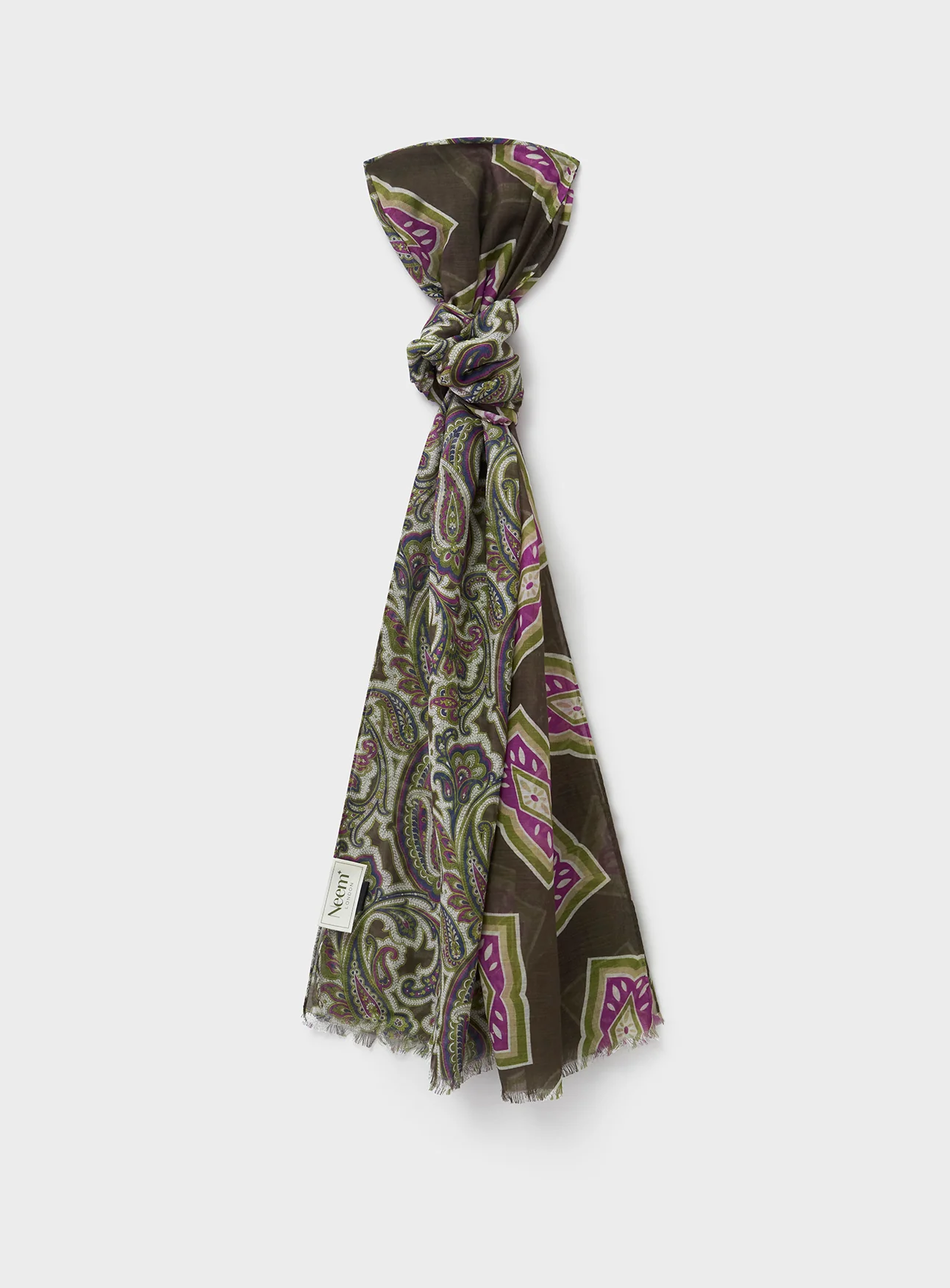 Cotton & Cashmere Wool Medallion Hazel Neck Scarf - Image 3