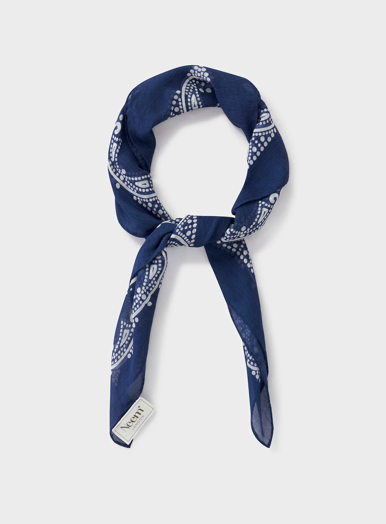 Cotton & Cashmere Navy Como Print Neem Bandana - Image 3