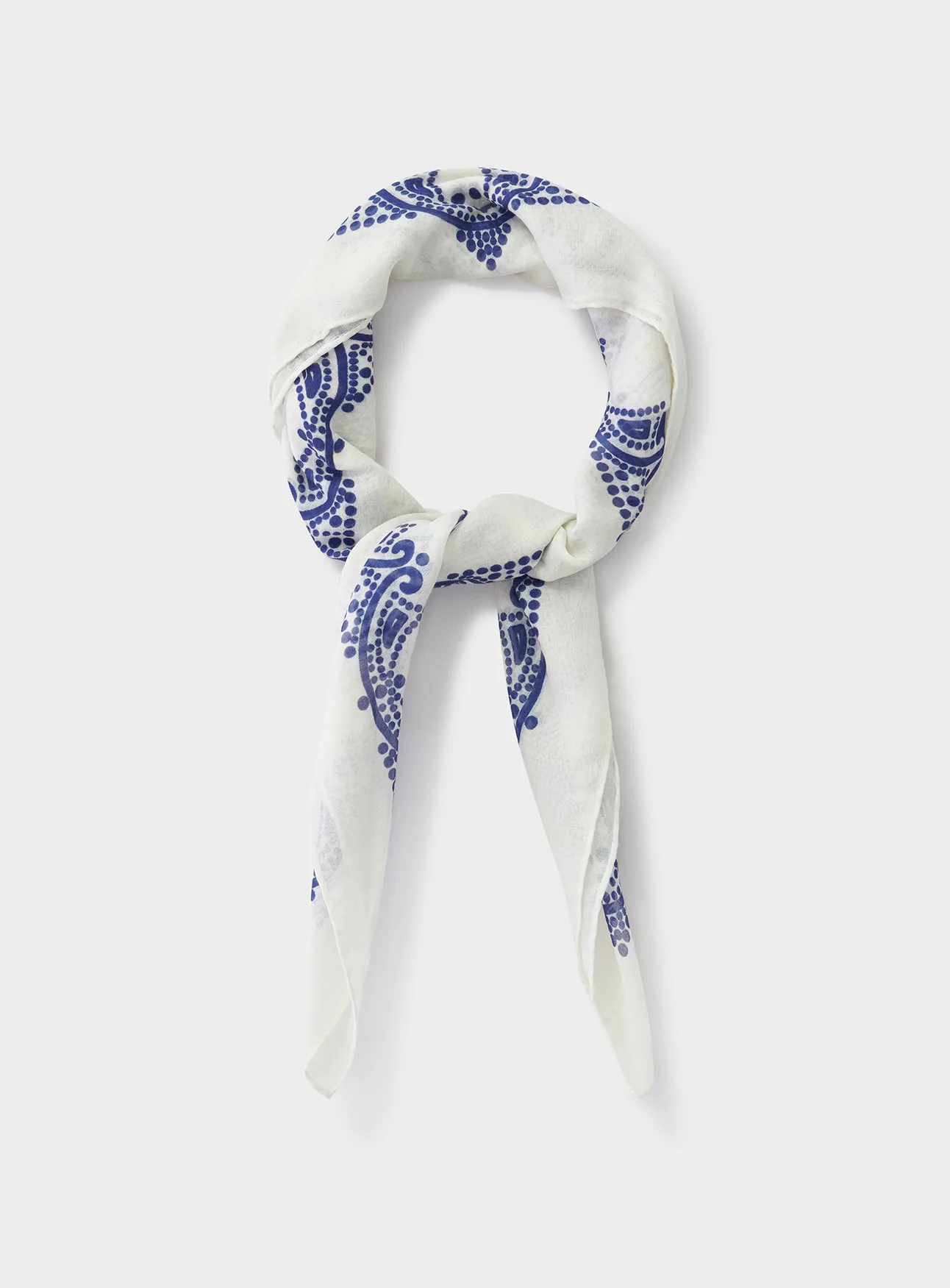 Cotton & Cashmere White Como Print Neem Bandana - Image 3