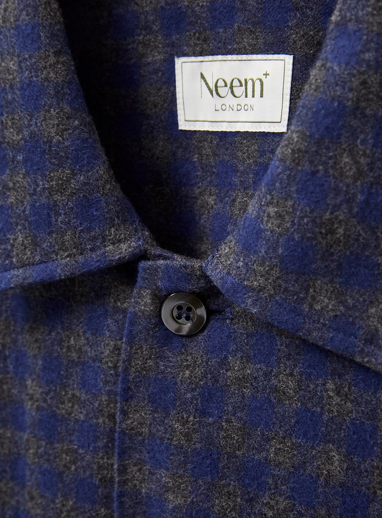 Recycled Italian Flannel Navy & Grey Check Piccadilly Overshirt - Image 4
