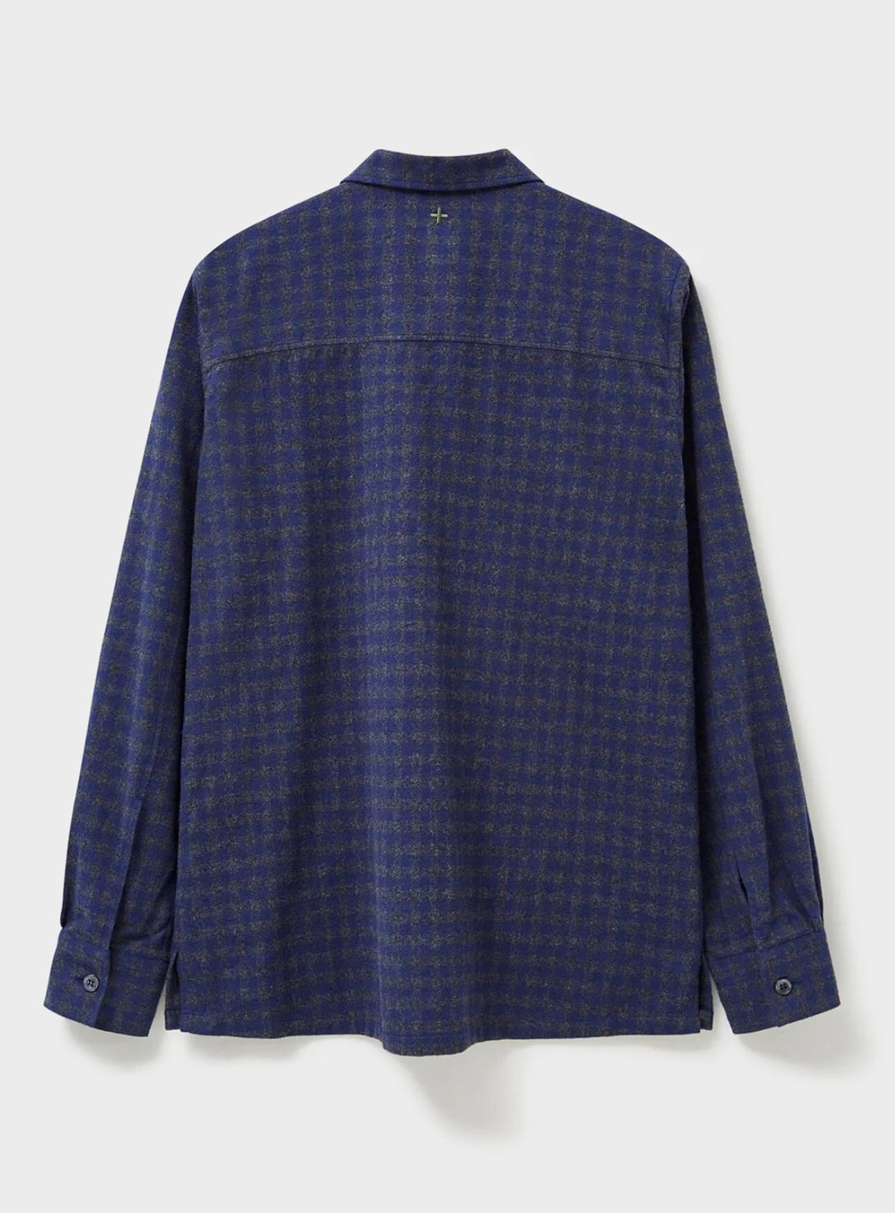 Recycled Italian Flannel Navy & Grey Check Piccadilly Overshirt - Image 6