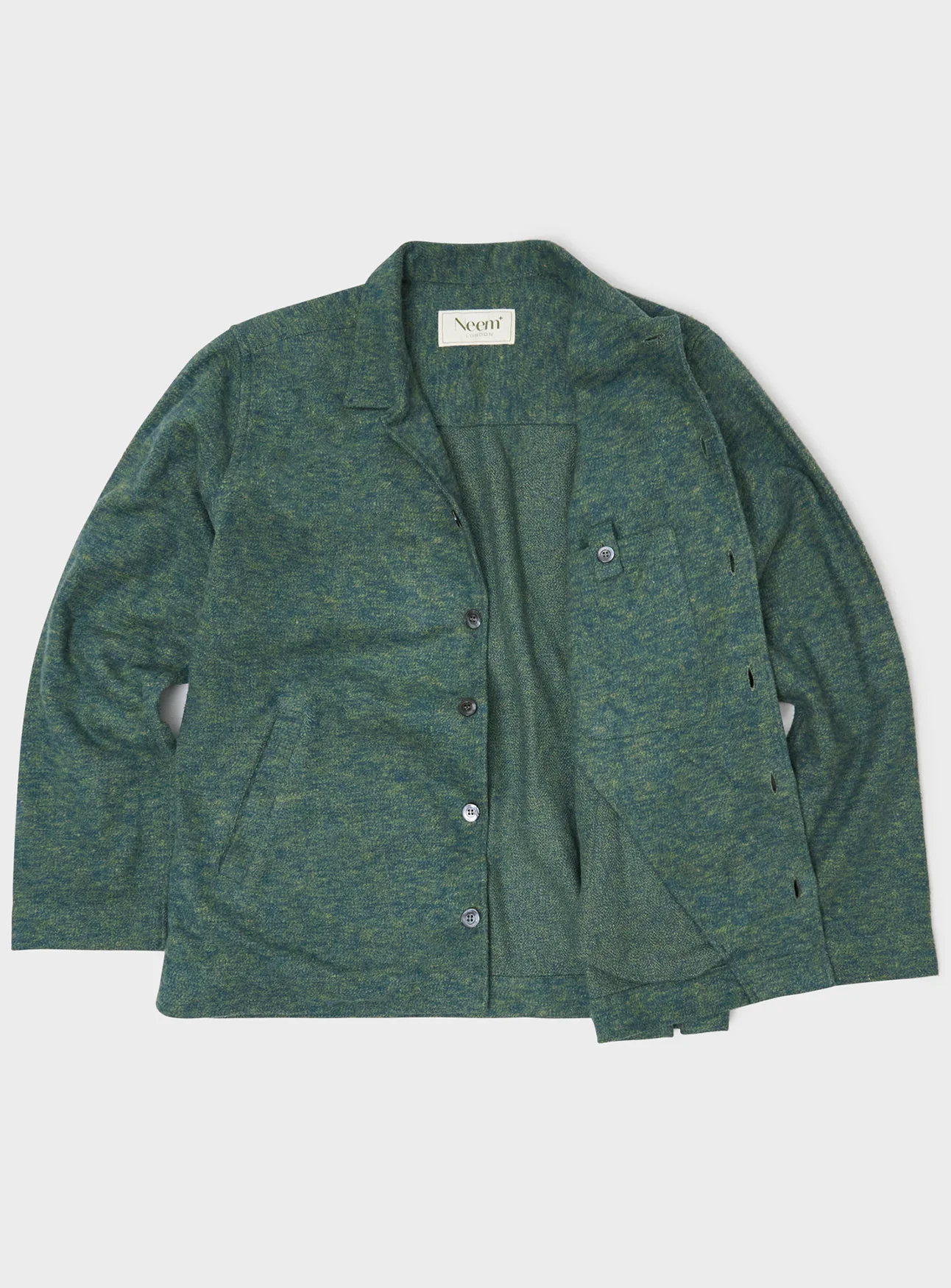 Heavy Recycled Flannel Green Bomber Jacket - Image 6