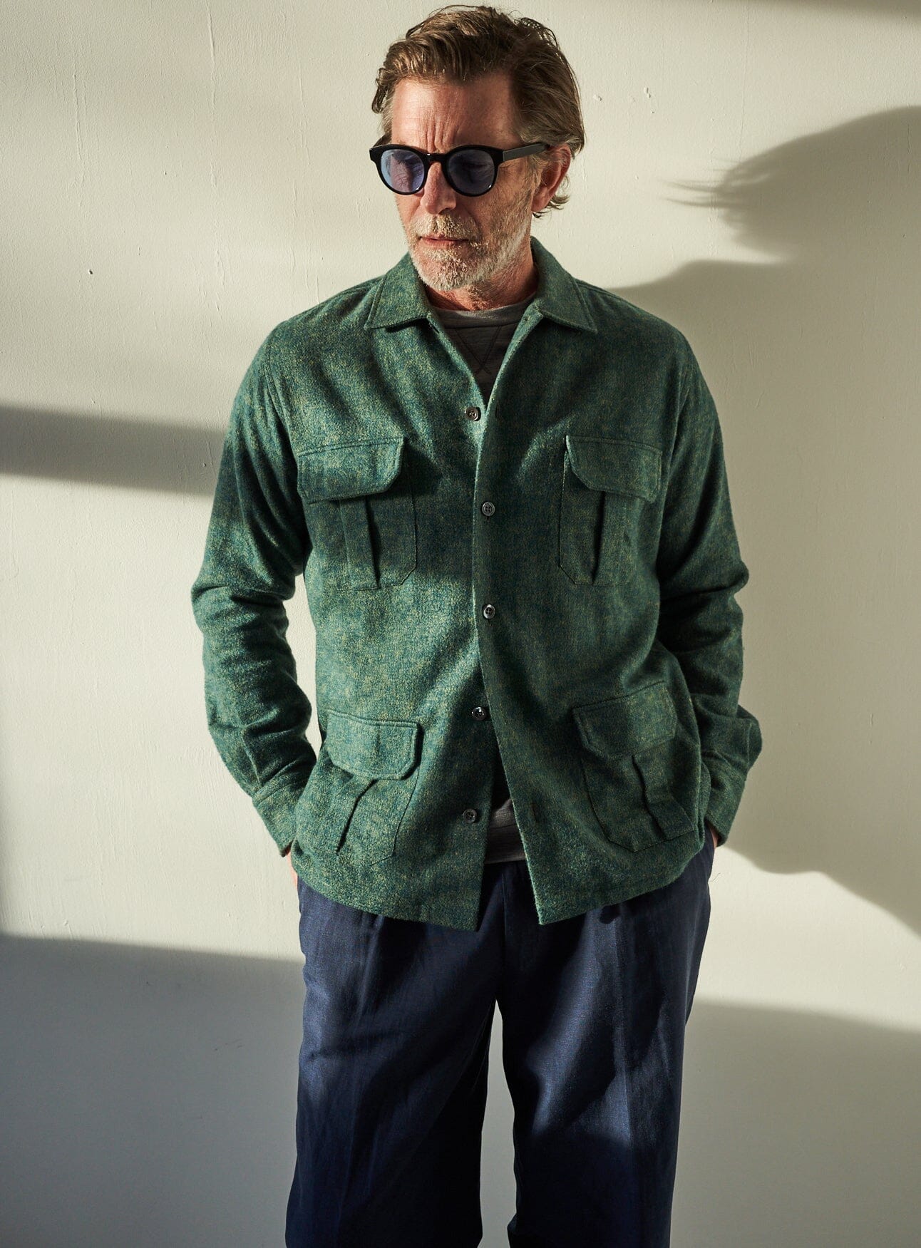 Heavy Recycled Soft Flannel Green Men's Overshirt - Image 11