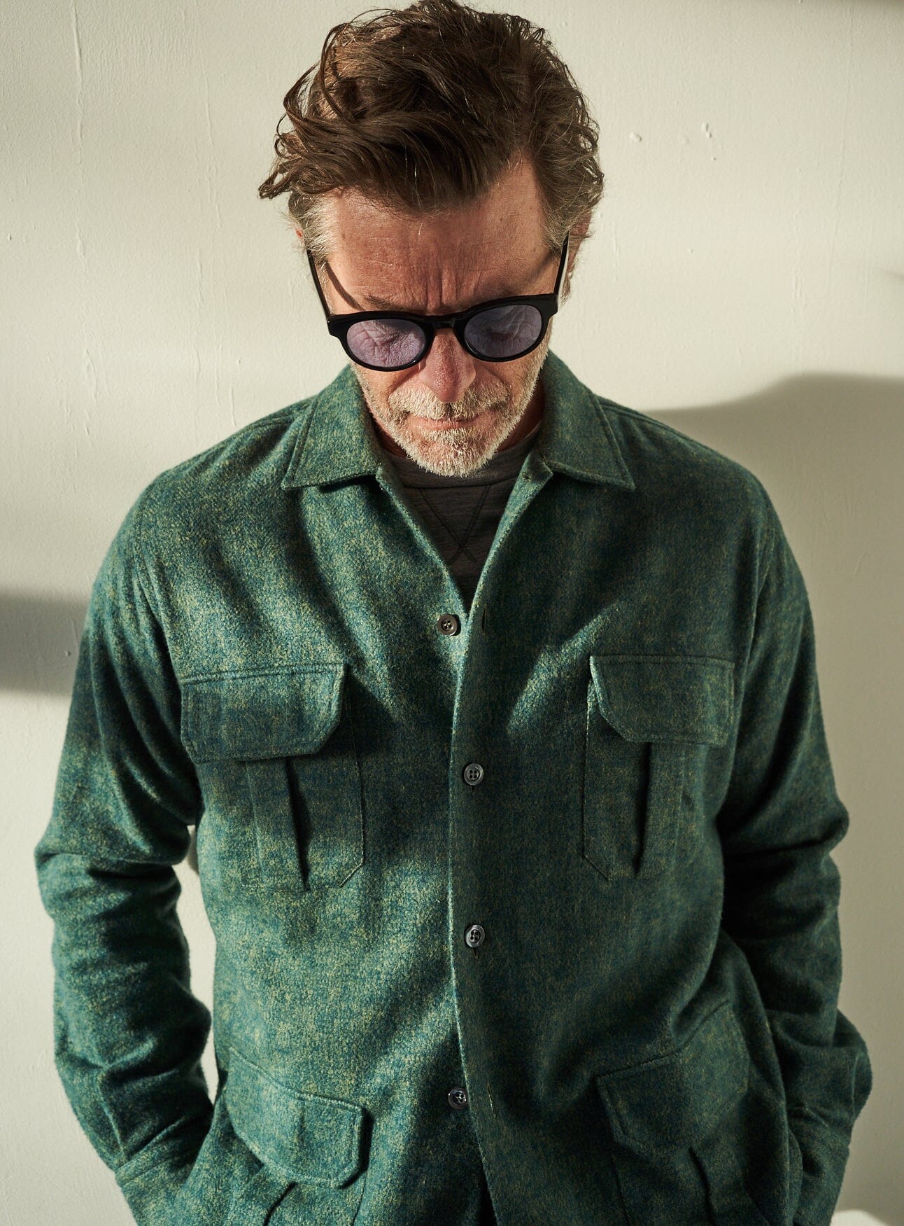 Heavy Recycled Soft Flannel Green Men's Overshirt - Image 9