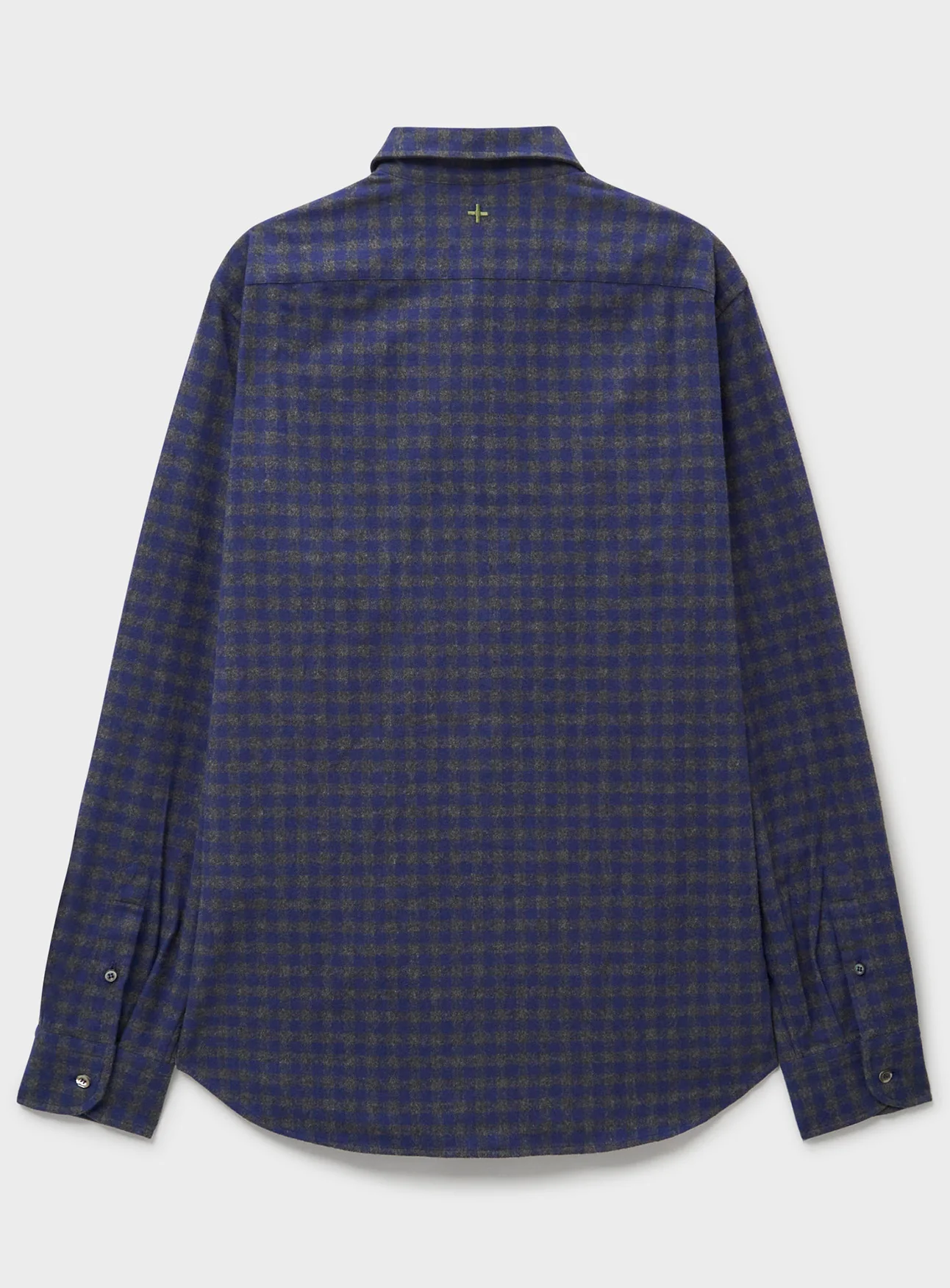 Italian Flannel Navy & Grey Check Cut Away Shirt - Image 4