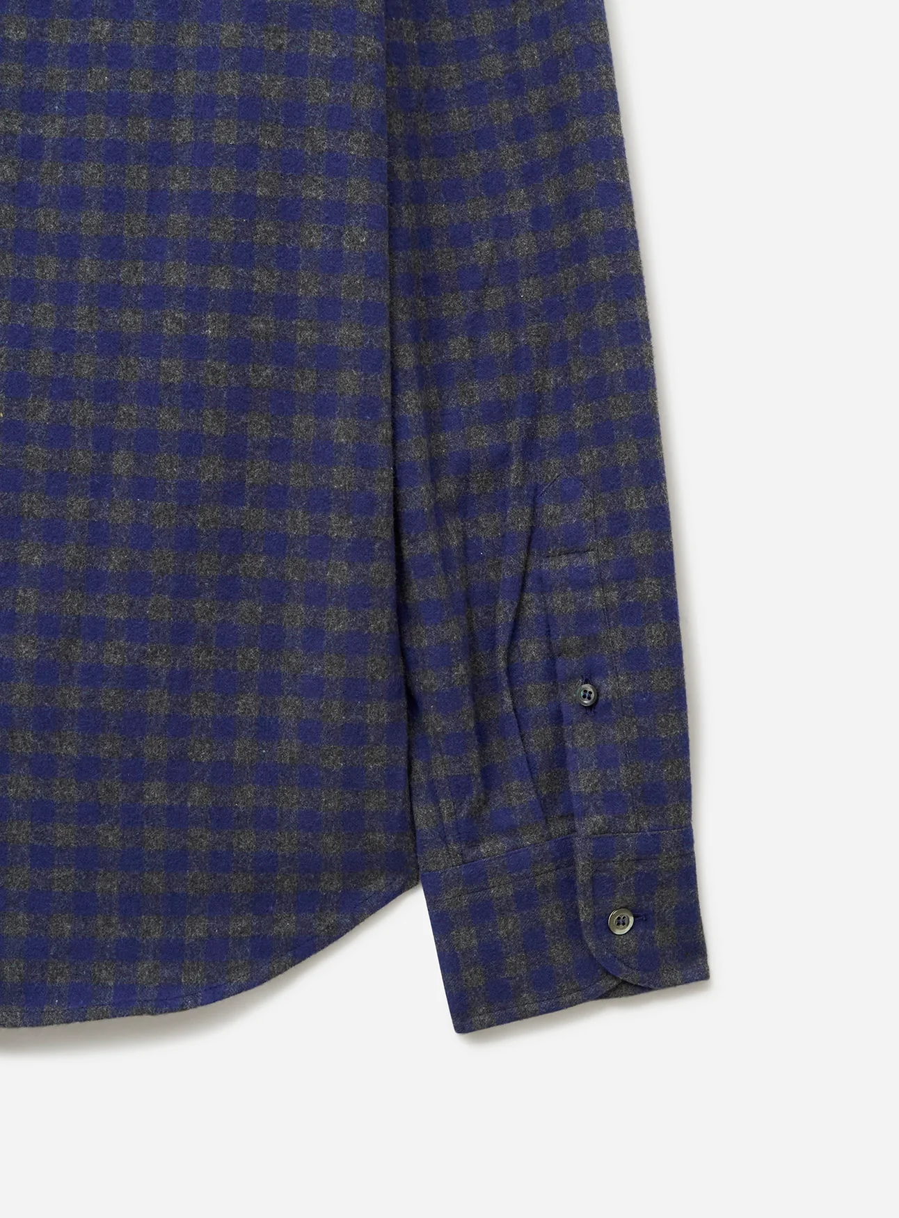 Italian Flannel Navy & Grey Check Cut Away Shirt - Image 7