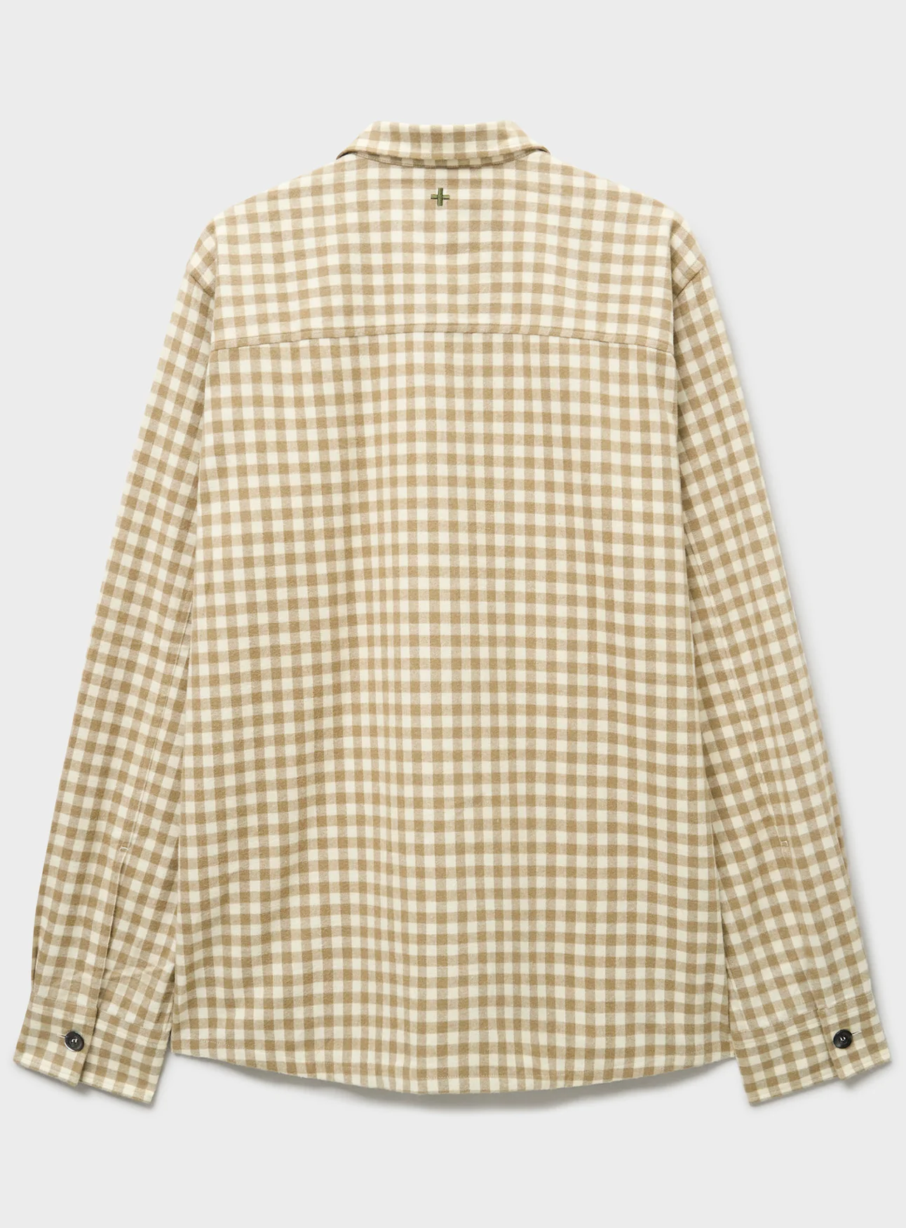 Recycled Italian Flannel Oat & Camel Check Spitalfields Overshirt - Image 3