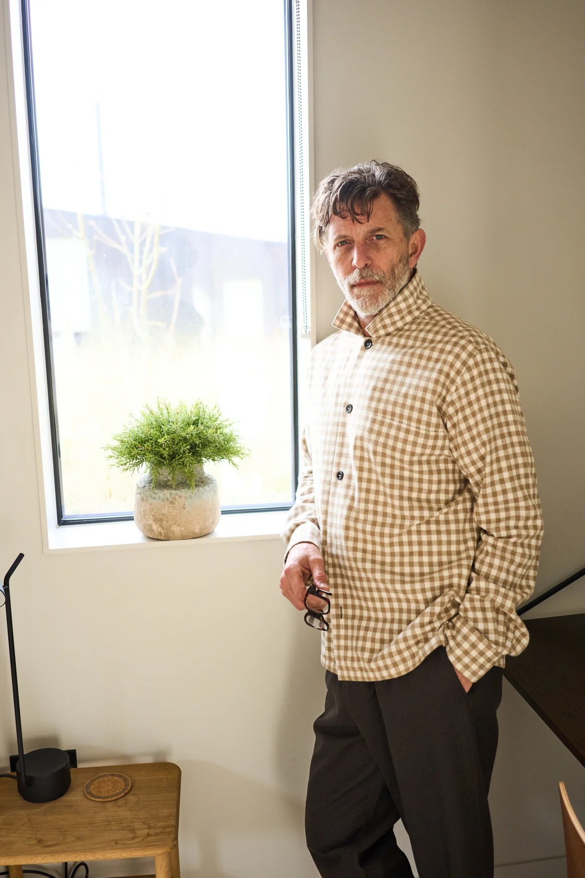 Recycled Italian Flannel Oat & Camel Check Spitalfields Overshirt - Image 4