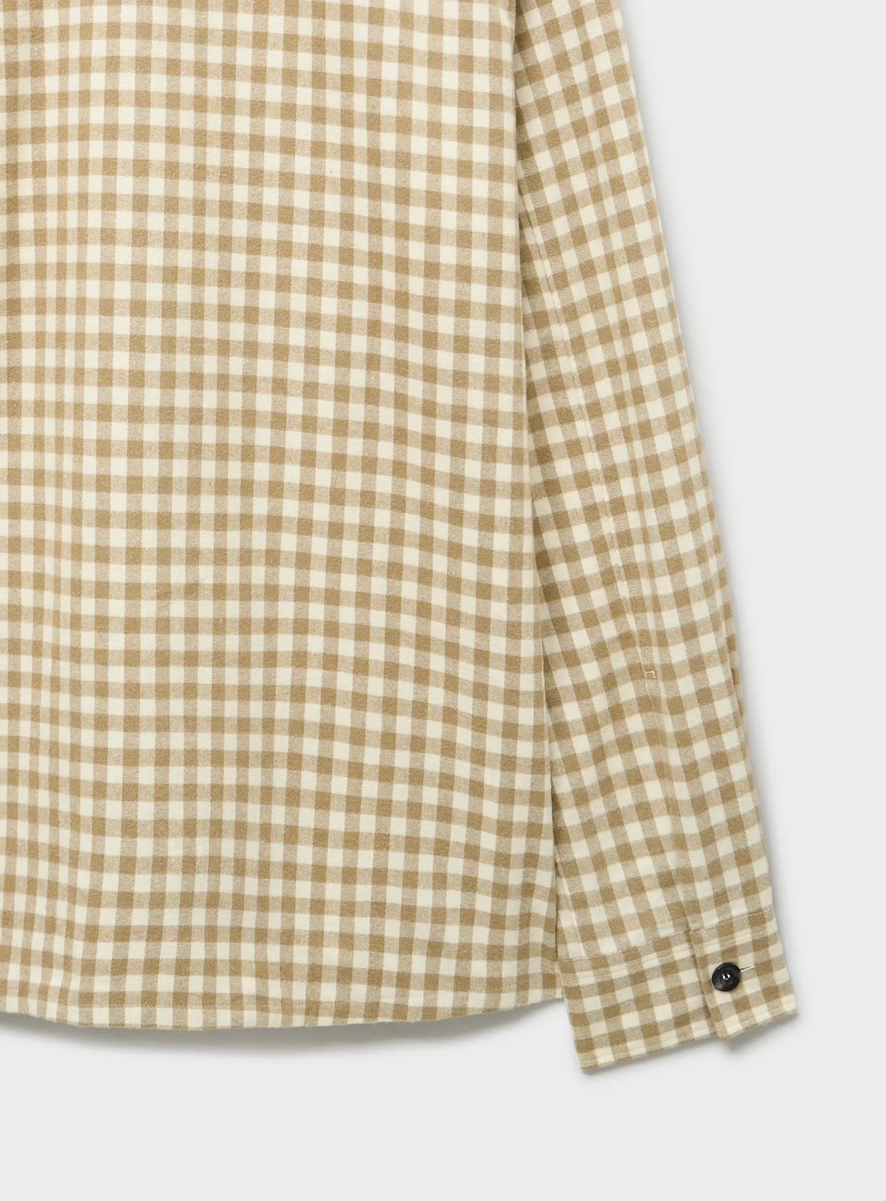 Recycled Italian Flannel Oat & Camel Check Spitalfields Overshirt - Image 5