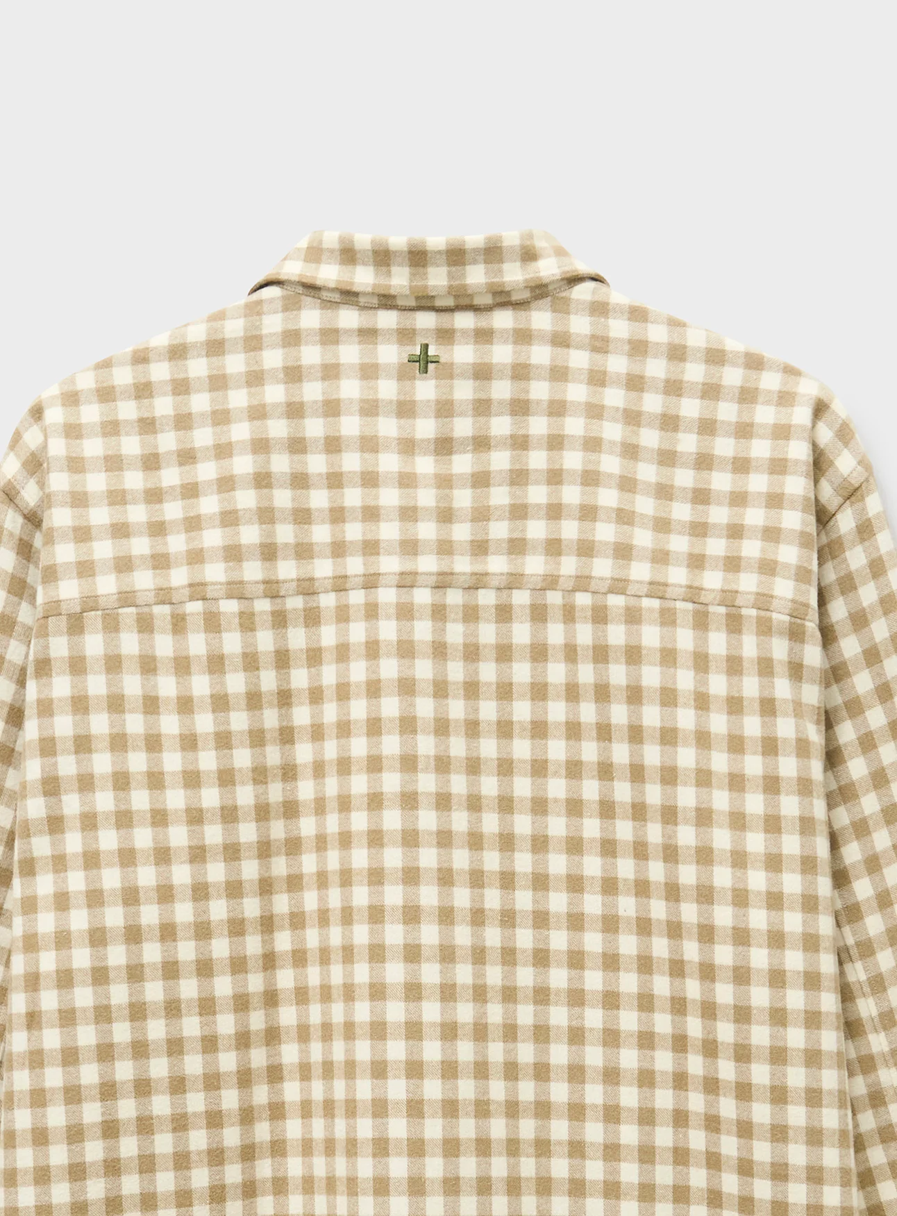 Recycled Italian Flannel Oat & Camel Check Spitalfields Overshirt - Image 7