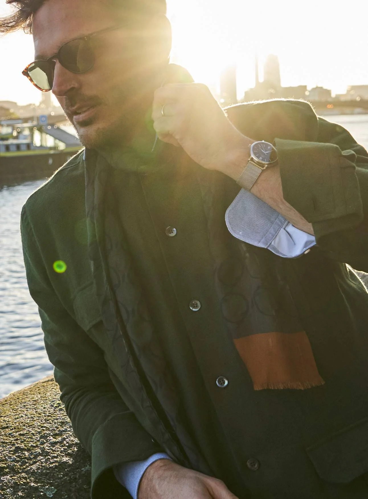 Recycled Italian Flannel Neem Green Overshirt - Image 4