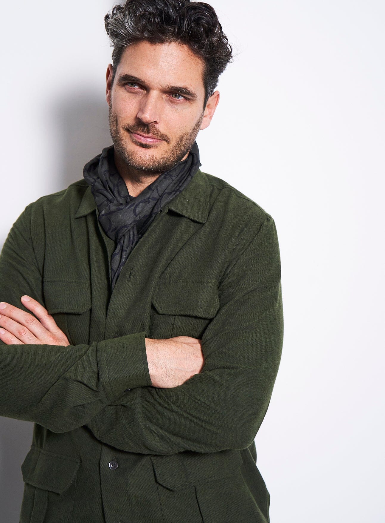 Recycled Italian Flannel Neem Green Overshirt - Image 6