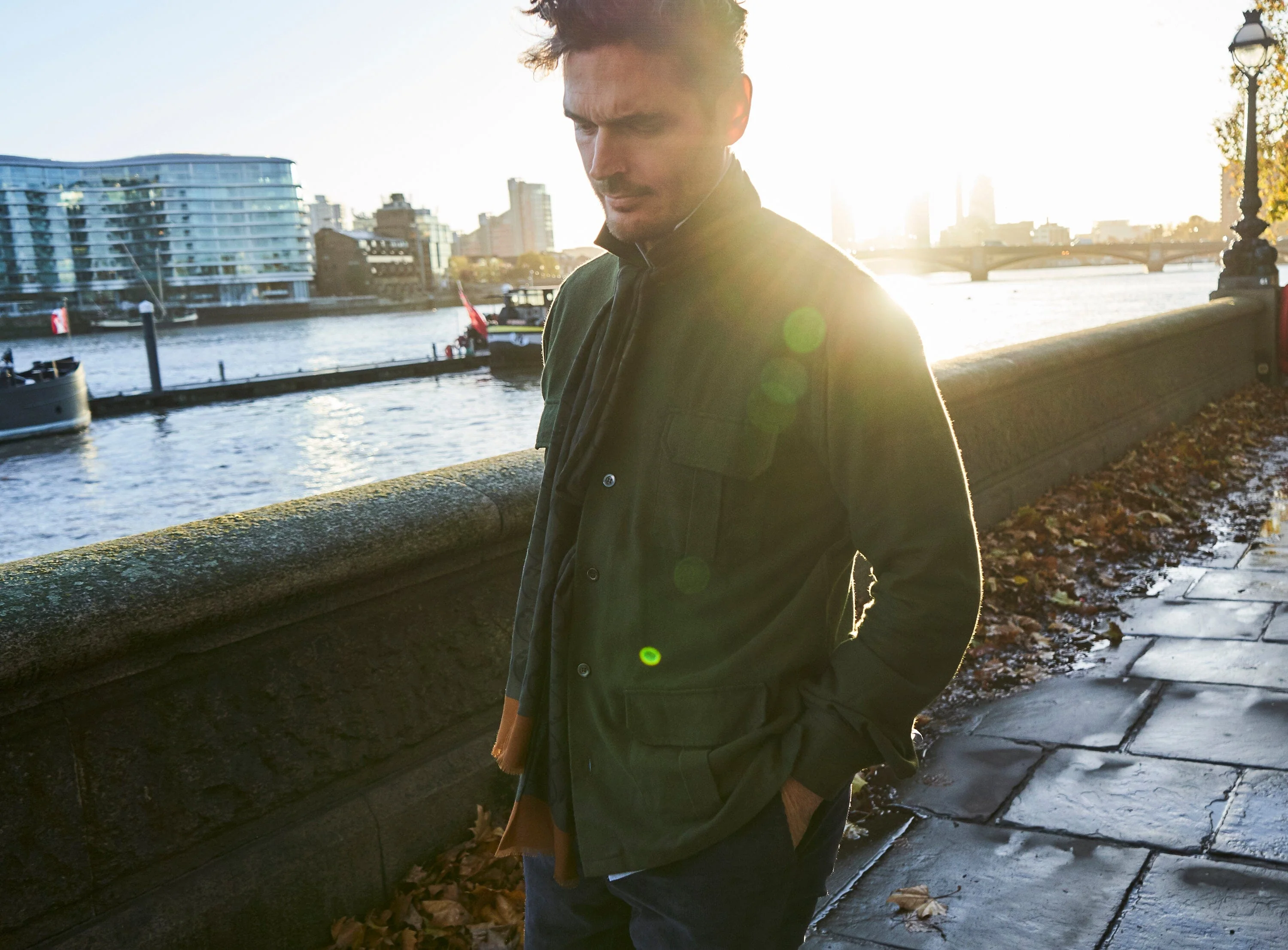 Recycled Italian Flannel Neem Green Overshirt - Image 8