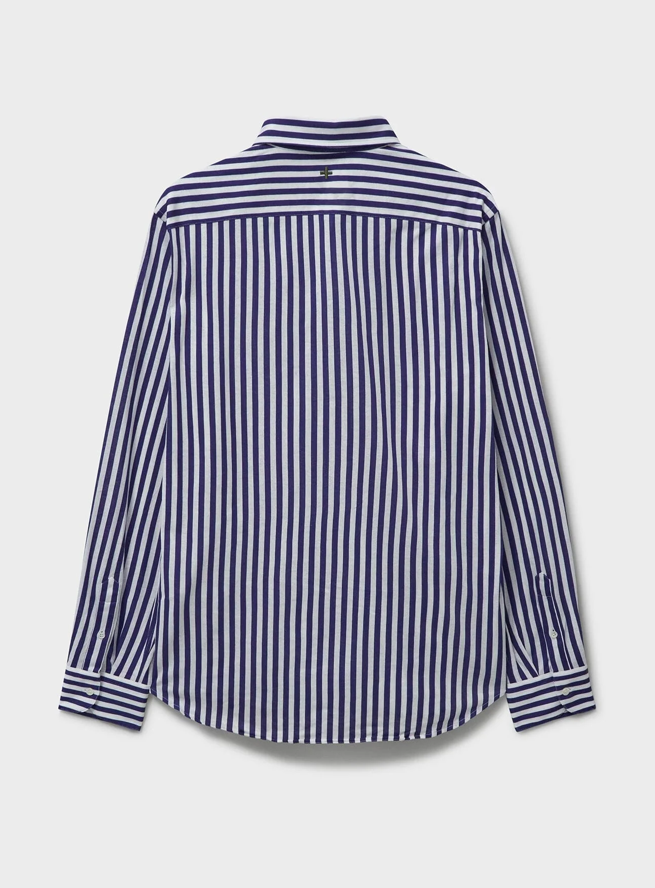 Navy City Stripe Cut Away Collar Popover Shirt - Image 3