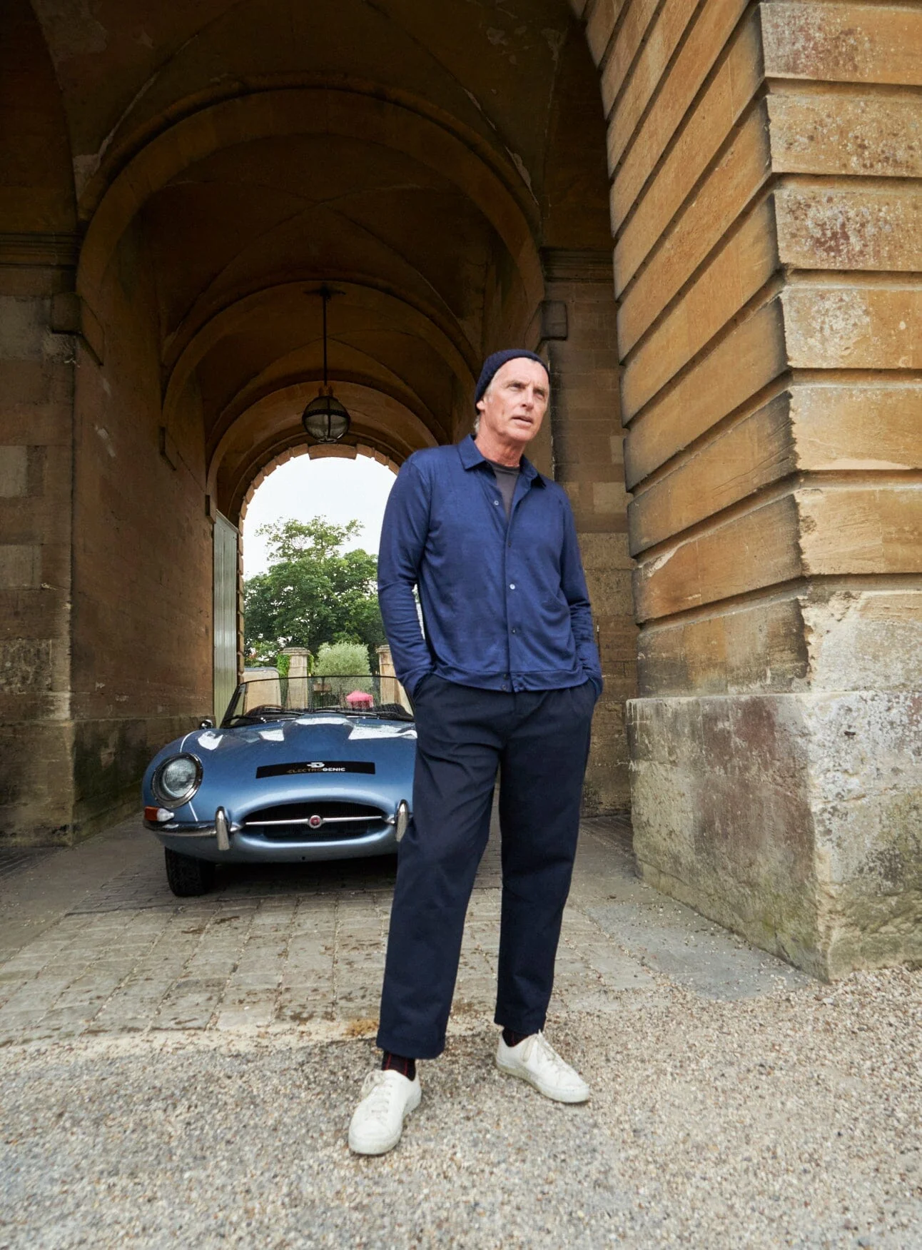 Organic Cotton stretch Navy Pleated Trouser - Image 8