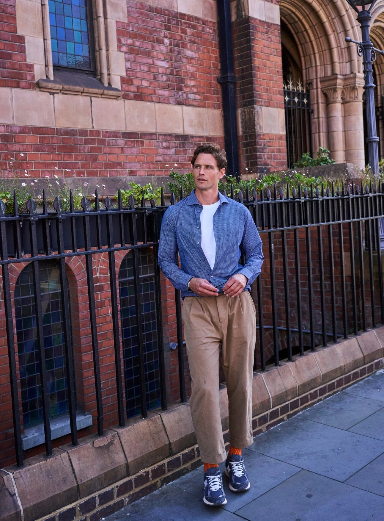 Organic Cotton stretch Oatmeal Pleated Trouser - Image 7