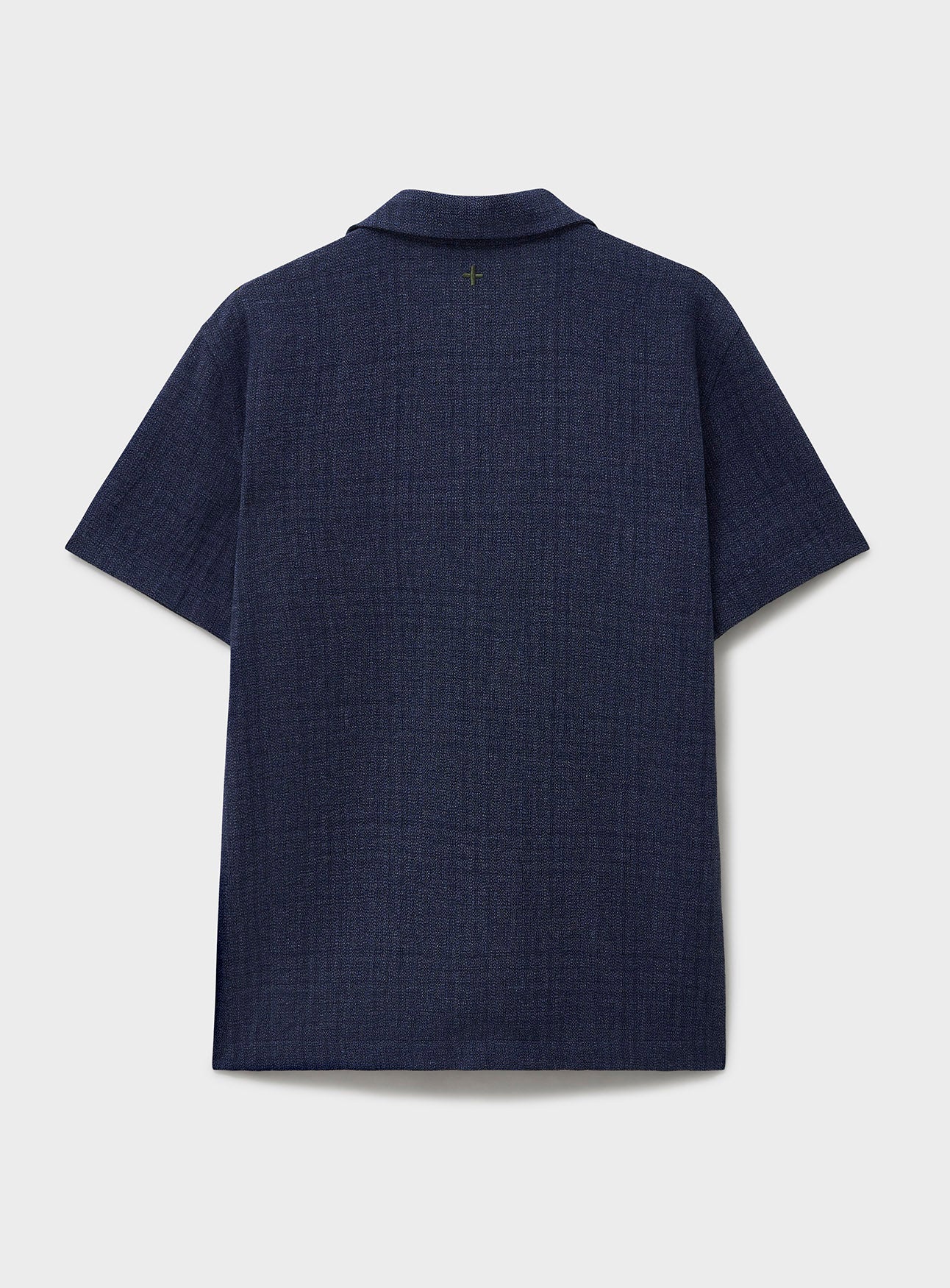Recycled Basket Weave Blue Short Sleeved Shirt - Image 3
