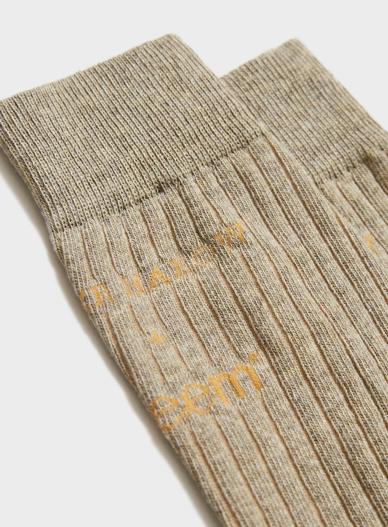 Recycled British Ribbed Cotton Oatmeal Men's Socks - Image 2