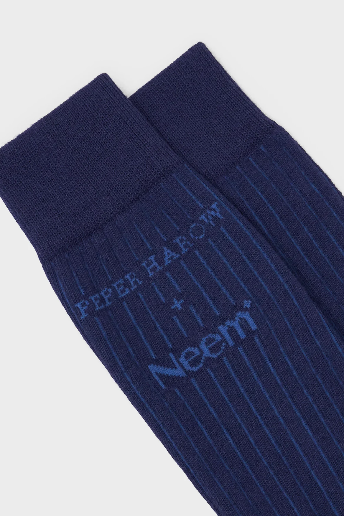 Recycled British Ribbed Cotton Navy Men's Socks - Image 2