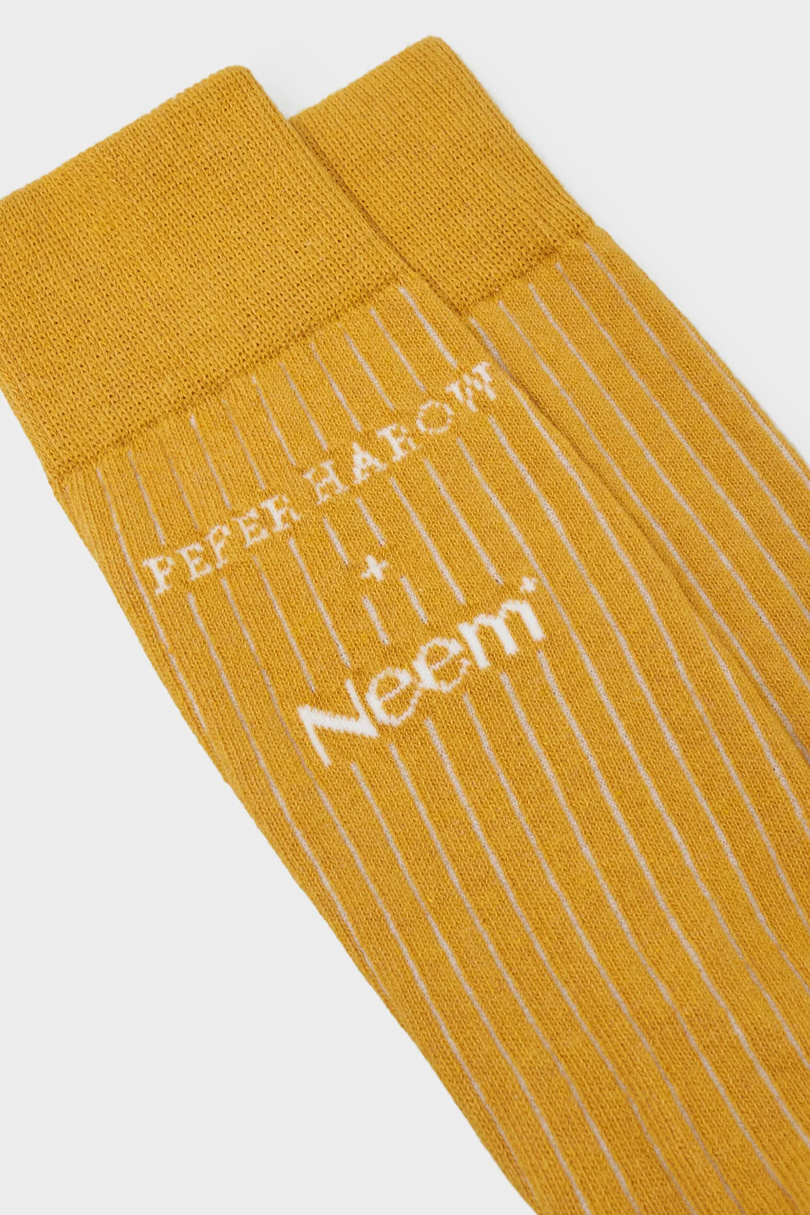 Recycled British Ribbed Cotton Yellow Men's Socks - Image 2