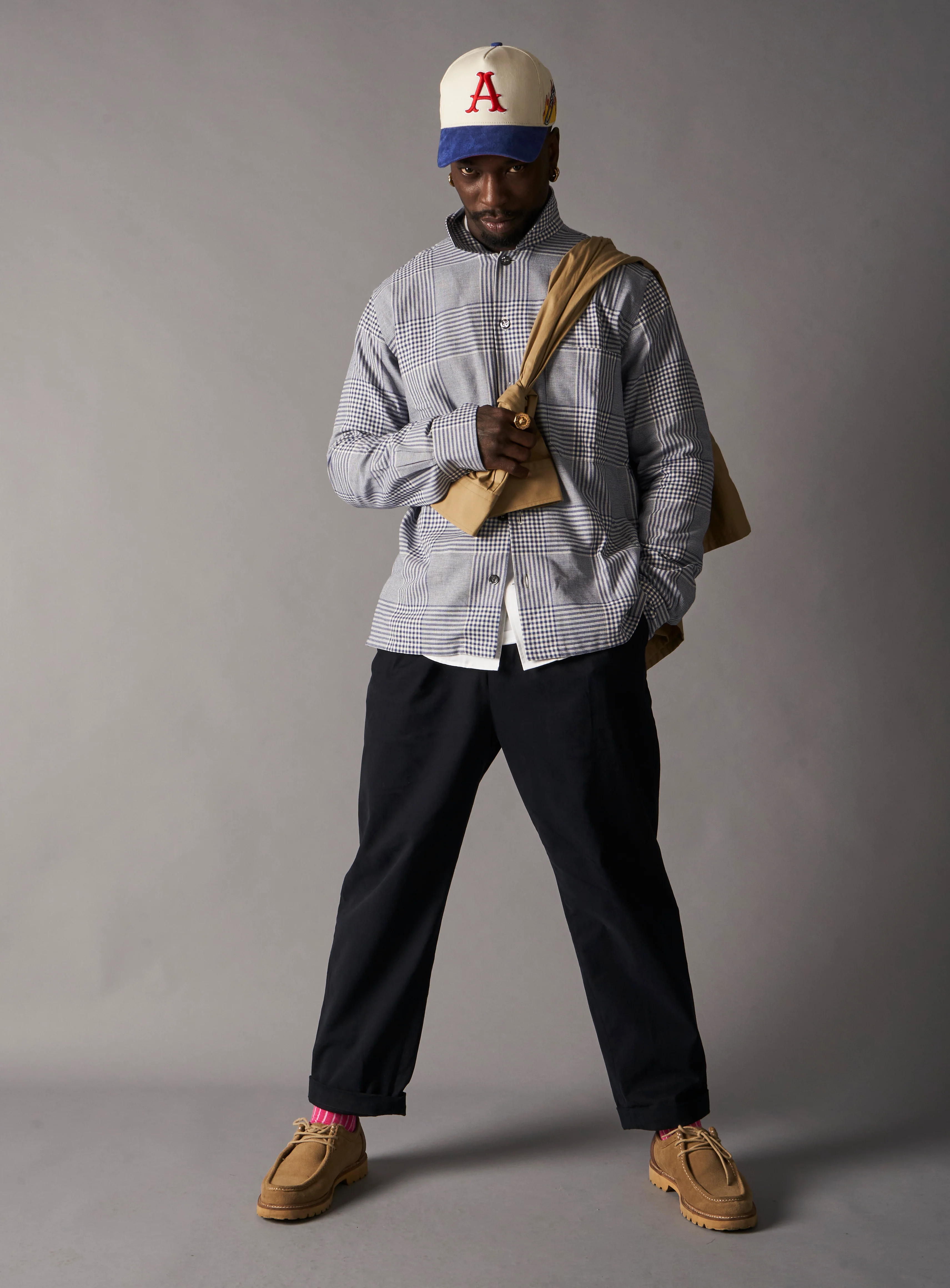 100% Recycled Cotton Navy Prince of Wales Spitalfields Overshirt - Image 7
