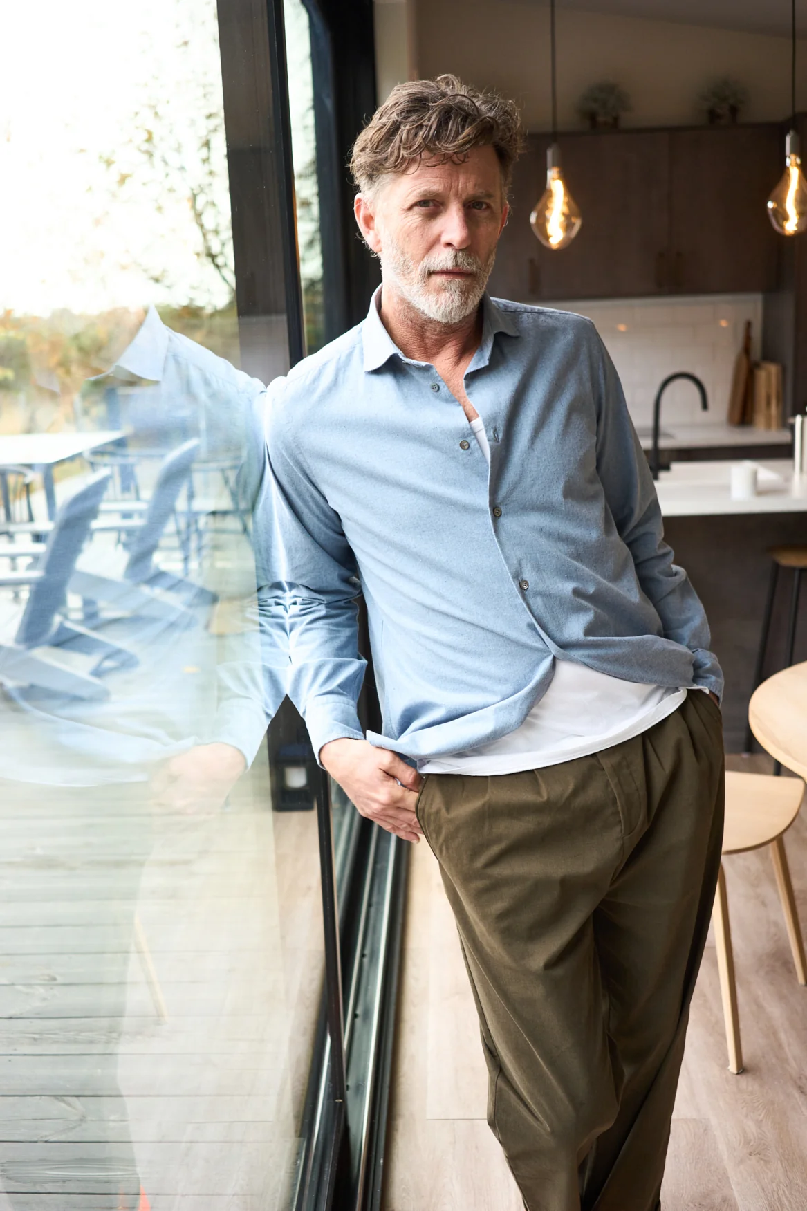 Recycled Denim Indigo Cut Away Shirt - Image 3