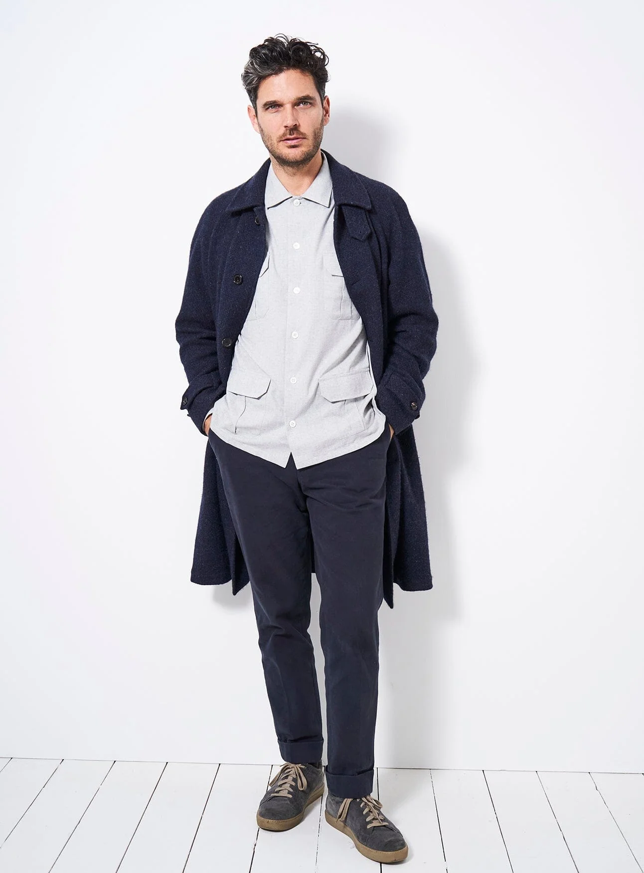 Recycled Italian Light Grey Flannel Overshirt - Image 5
