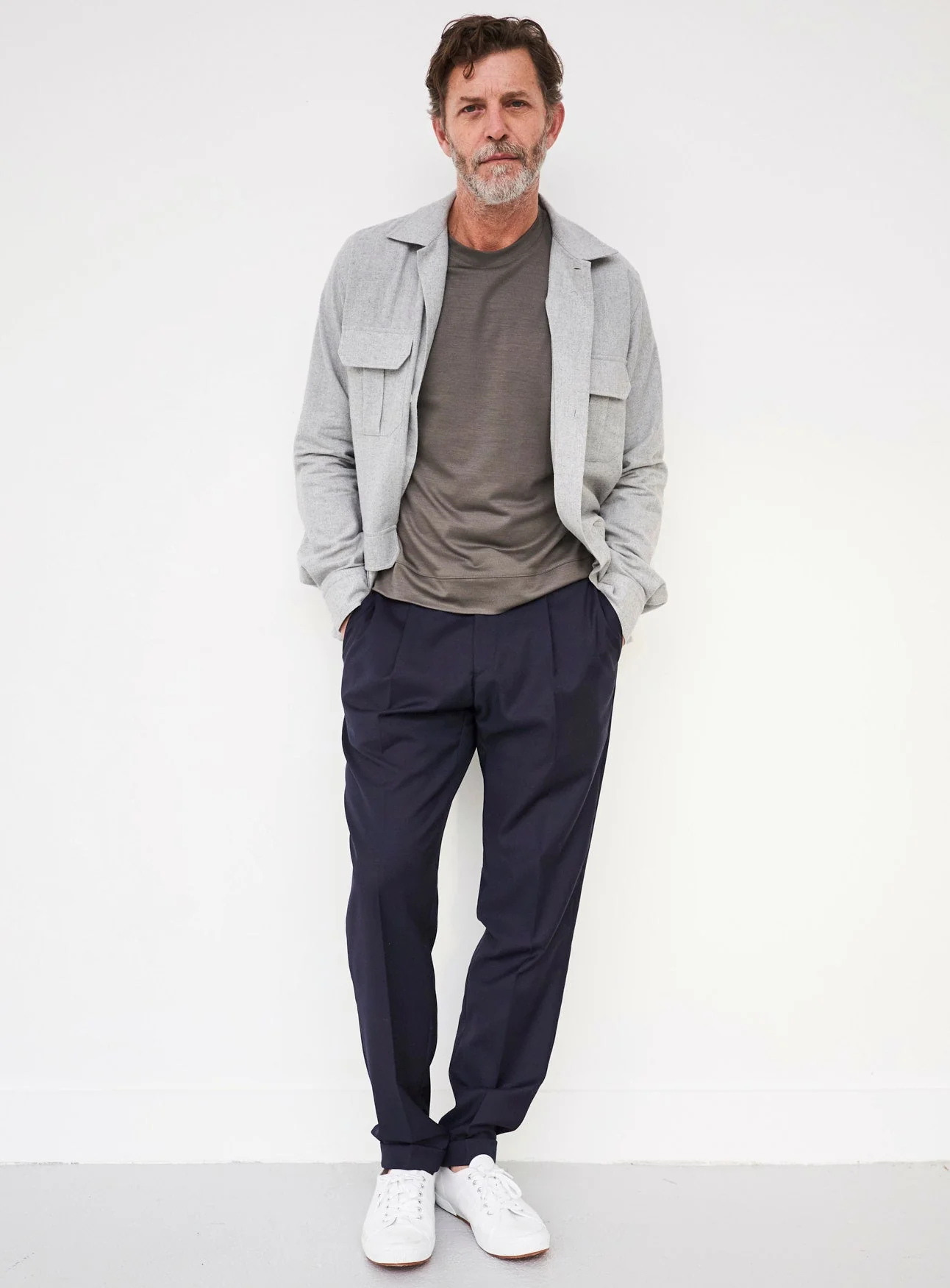 Recycled Italian Light Grey Flannel Overshirt - Image 6