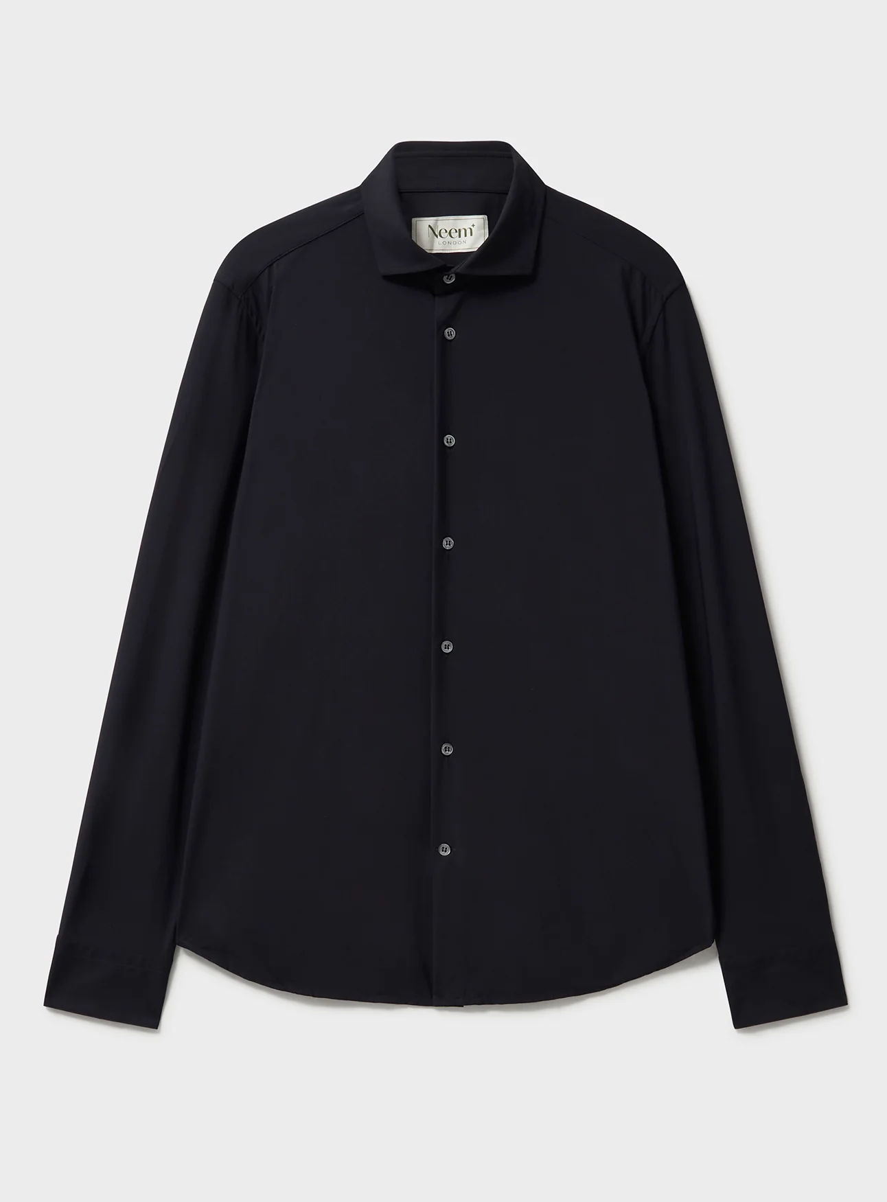 Recycled Italian Black Cut Away Comfort Shirt - Image 2