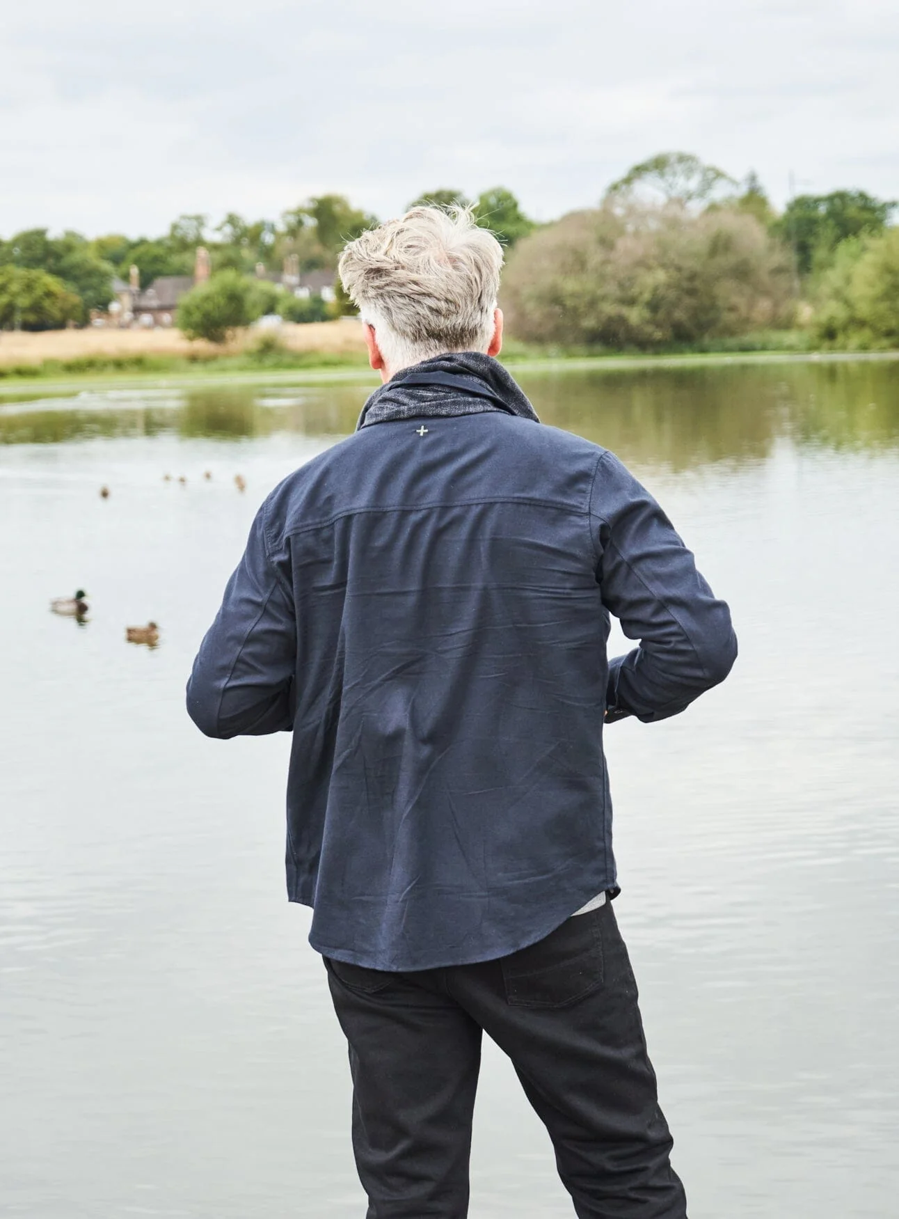 Recycled Italian Black Flannel Double Pocket Overshirt - Image 11