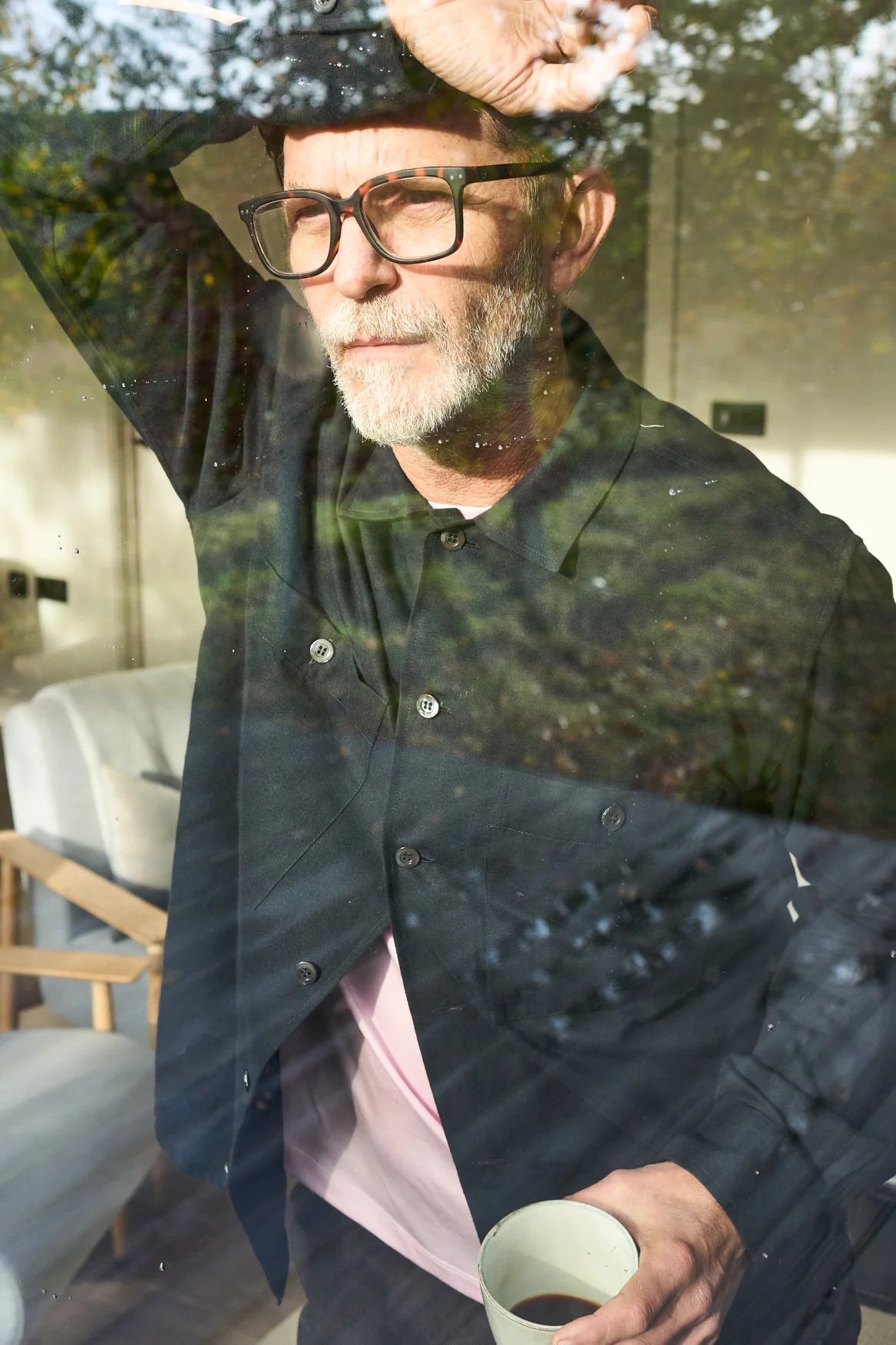 Recycled Italian Black Flannel Double Pocket Overshirt - Image 3