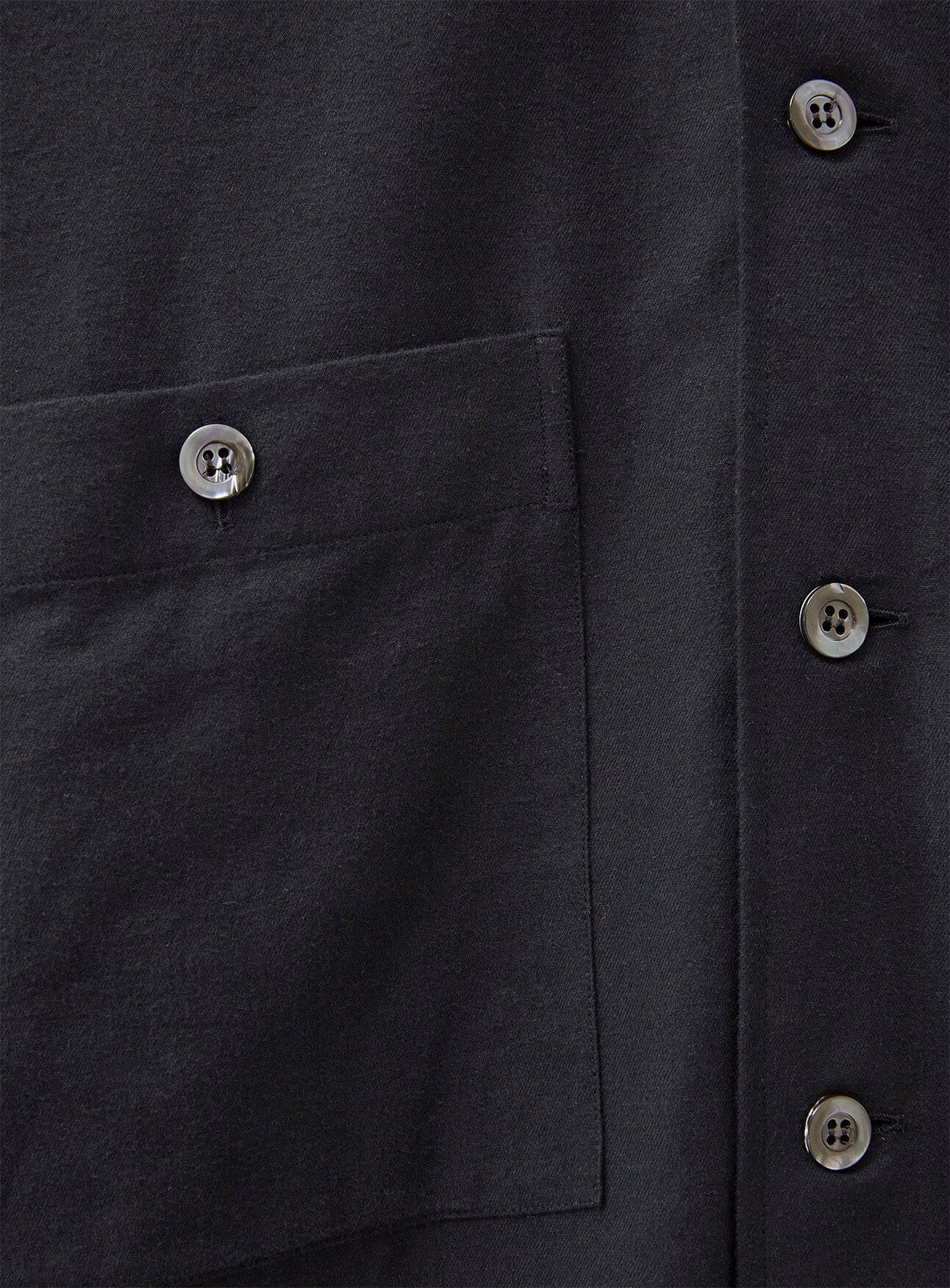 Recycled Italian Black Flannel Double Pocket Overshirt - Image 4