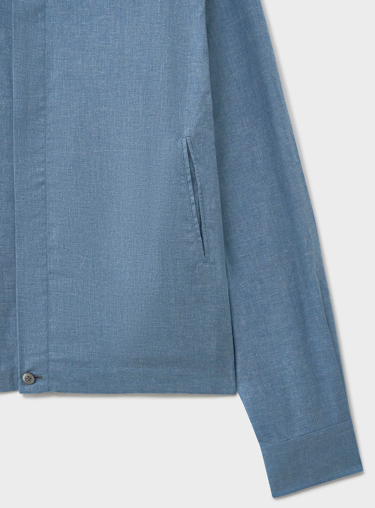 Recycled Italian Blue Chambray Cropped Blouson Jacket - Image 3