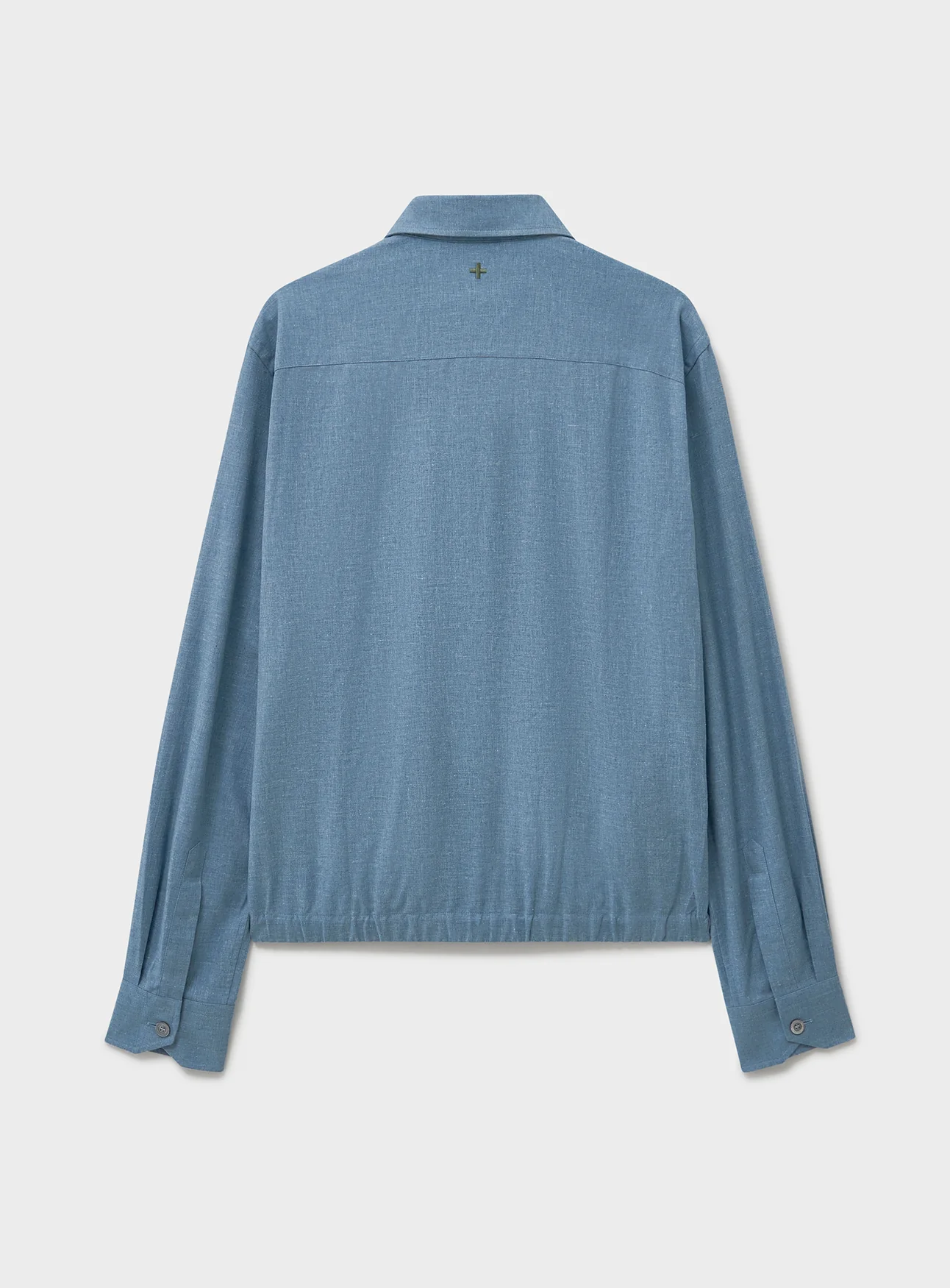 Recycled Italian Blue Chambray Cropped Blouson Jacket - Image 5