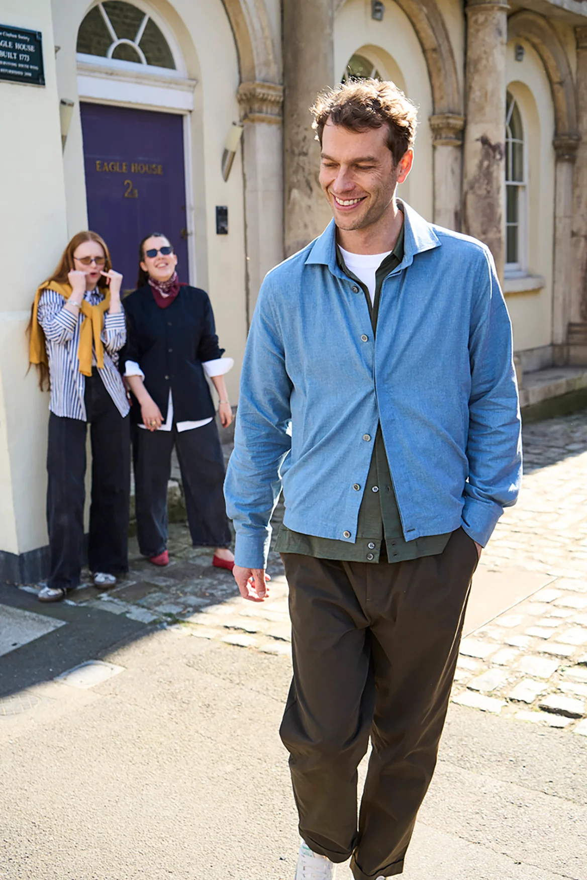 Recycled Italian Blue Chambray Cropped Blouson Jacket - Image 6