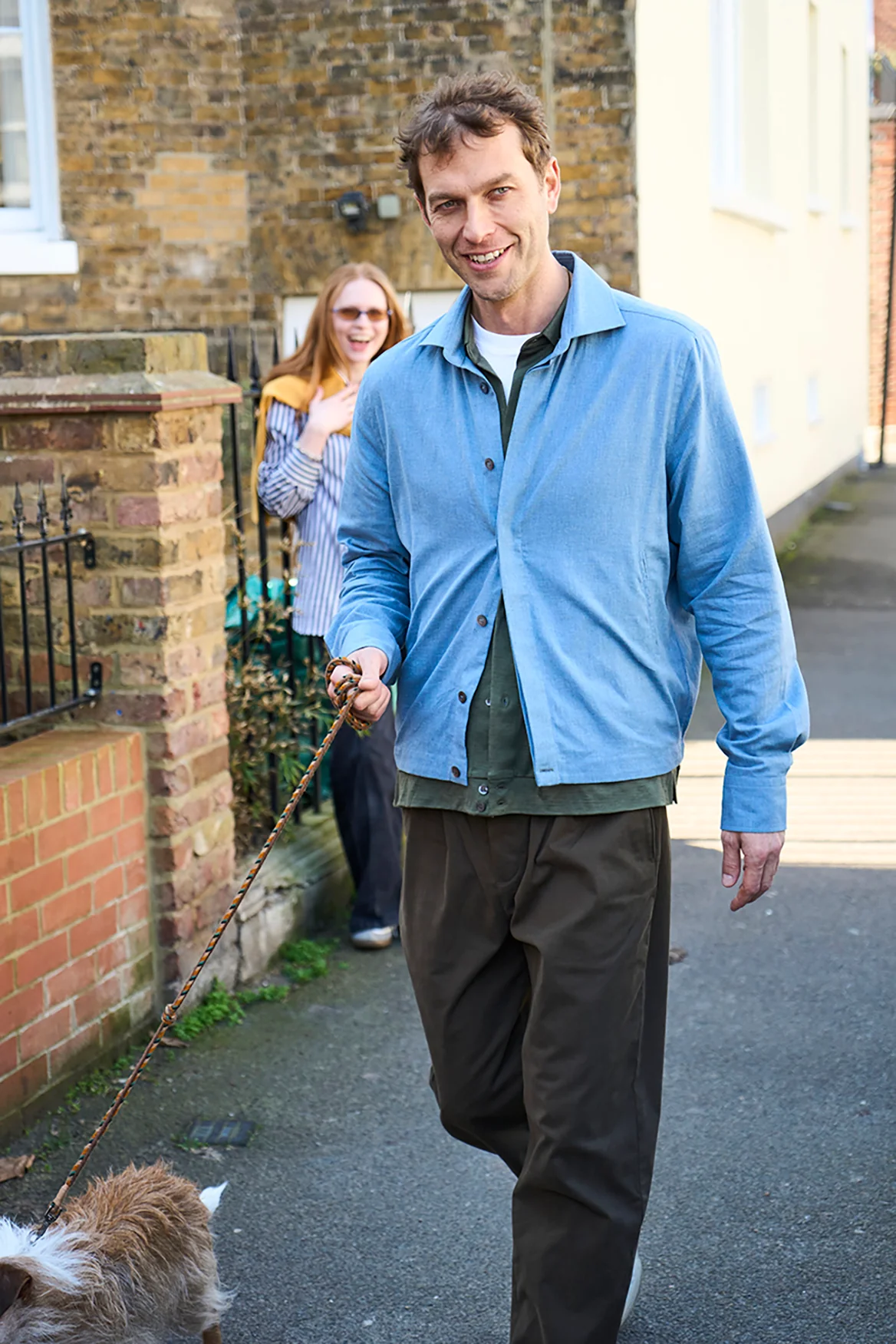 Recycled Italian Blue Chambray Cropped Blouson Jacket - Image 7