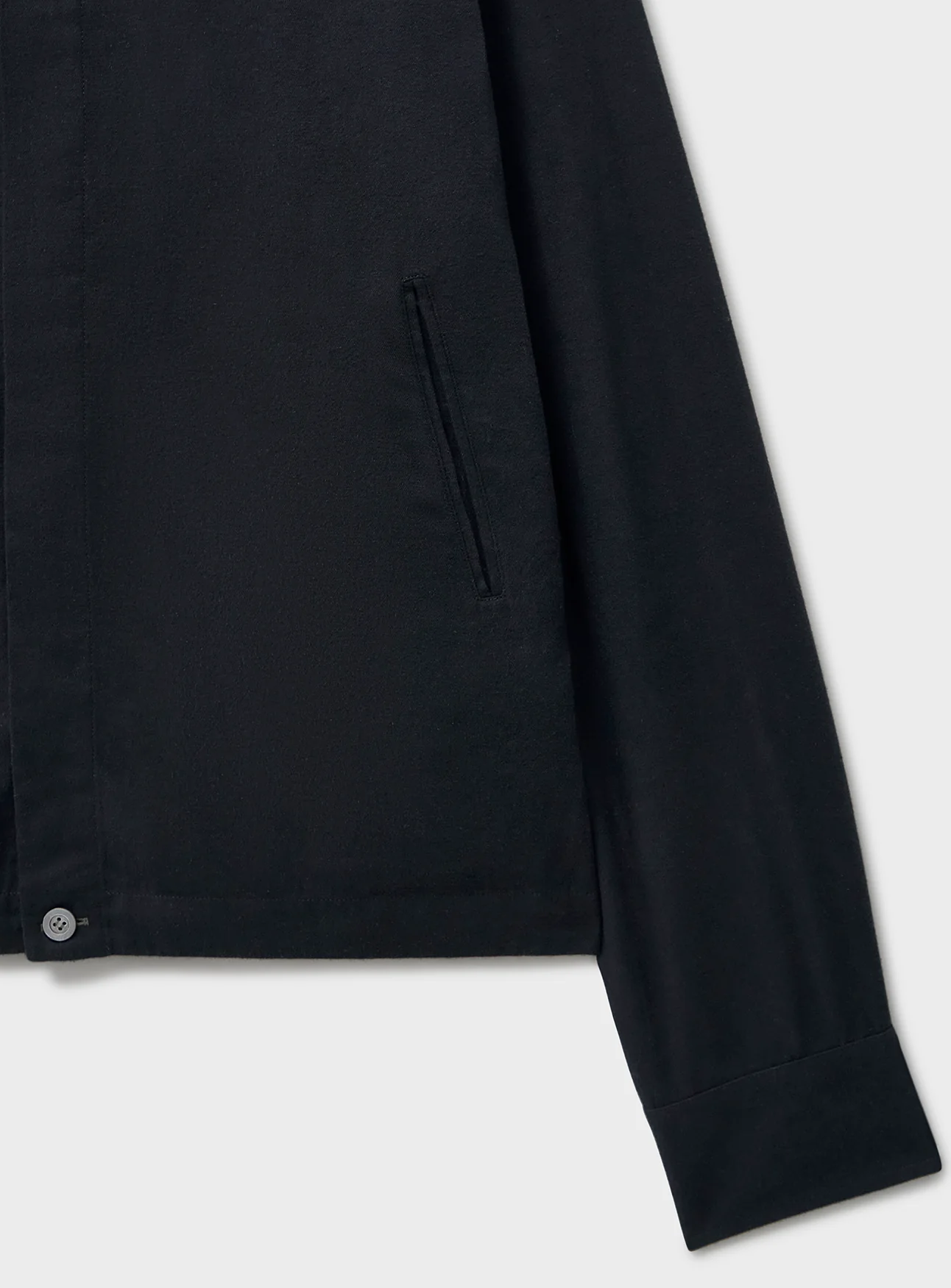 Recycled Italian Flannel Black Cropped Blouson Jacket - Image 3