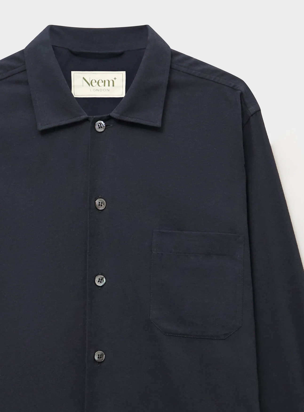 Recycled Italian Flannel Black Shirt Jacket - Image 4