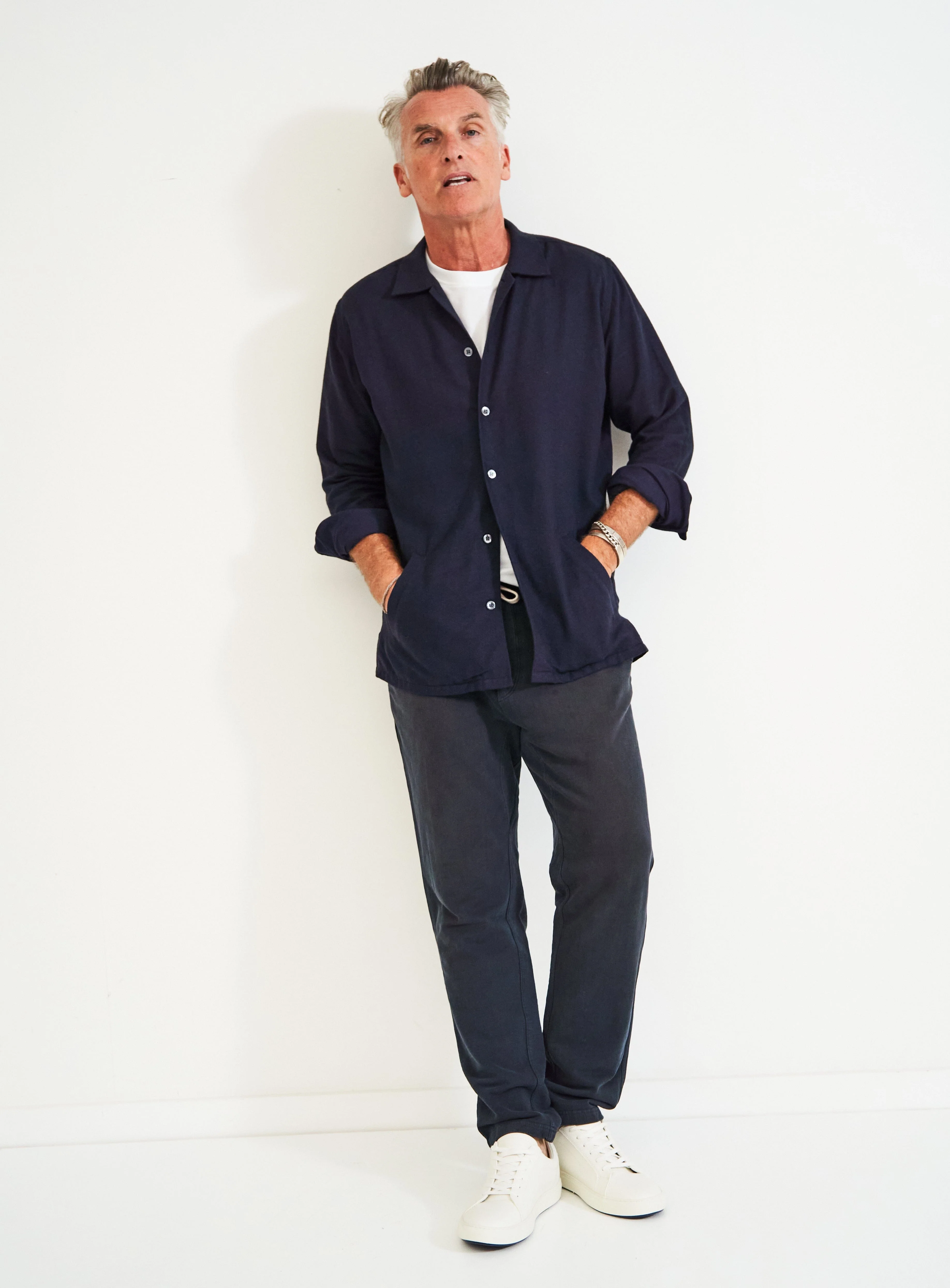 Recycled Italian Flannel Deep Navy St James Overshirt - Image 5